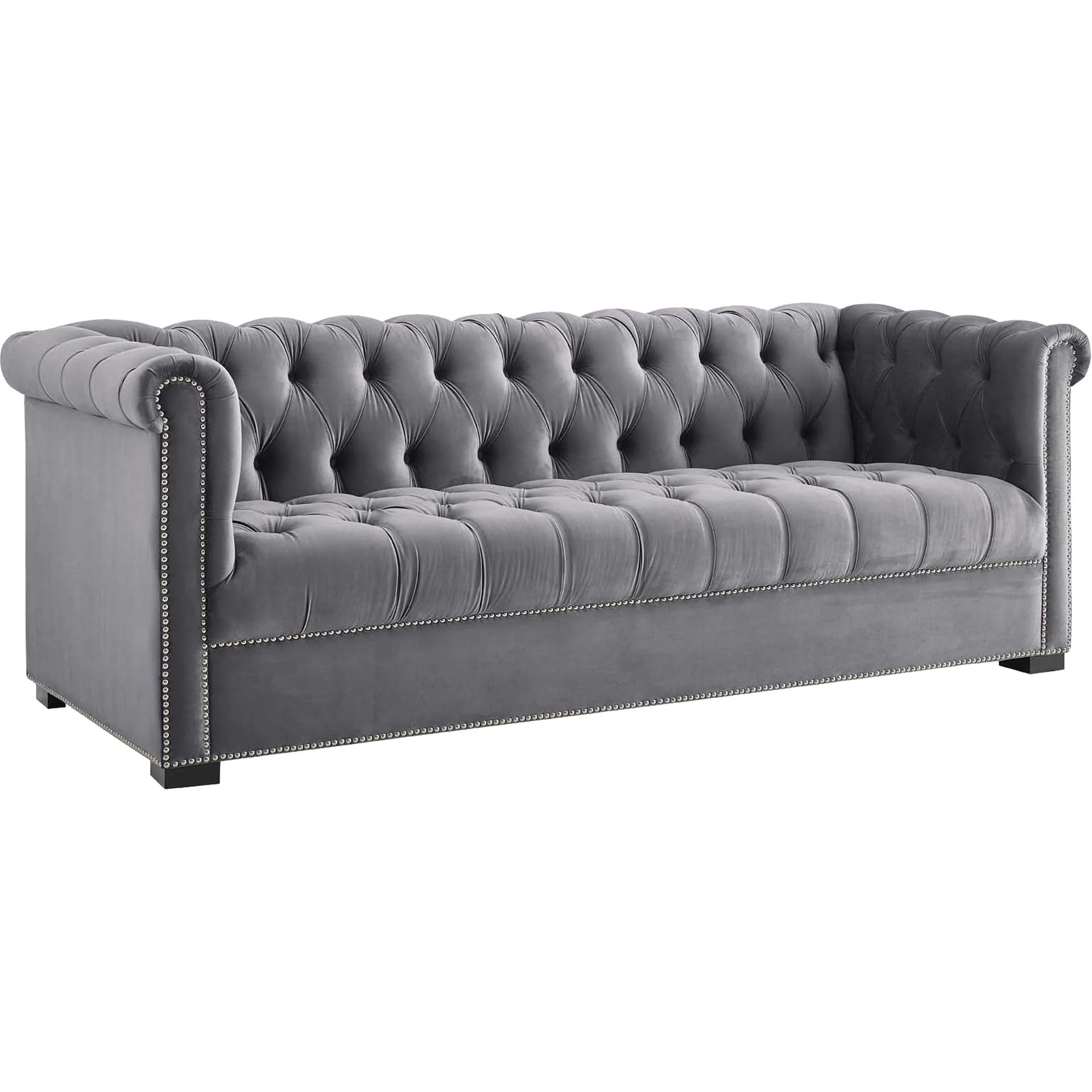 Hudson Upholstered Velvet Sofa Gray