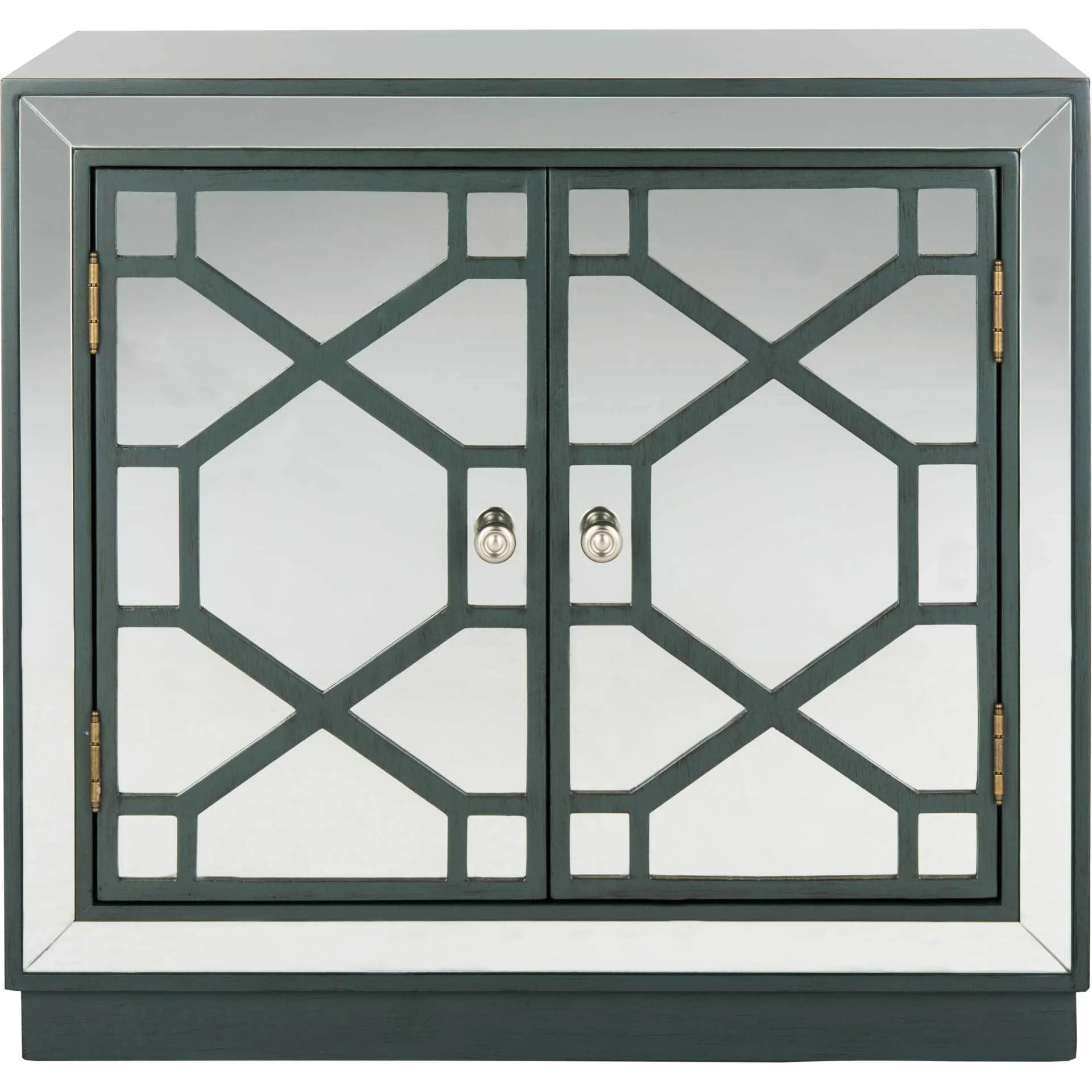Julio 2 Door Chest Steel Teal/Nickel/Mirror