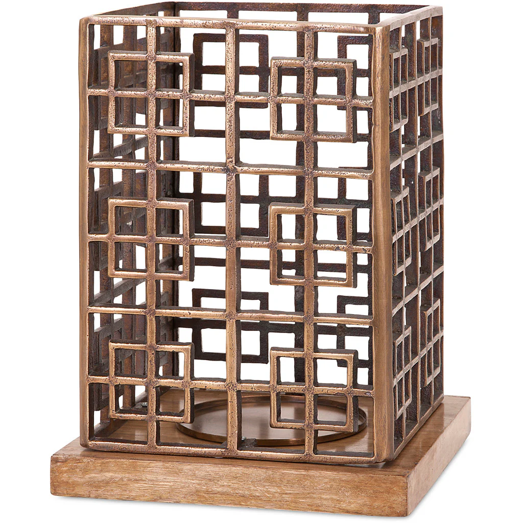 Kampfner Aluminum and Wood Candle Holder