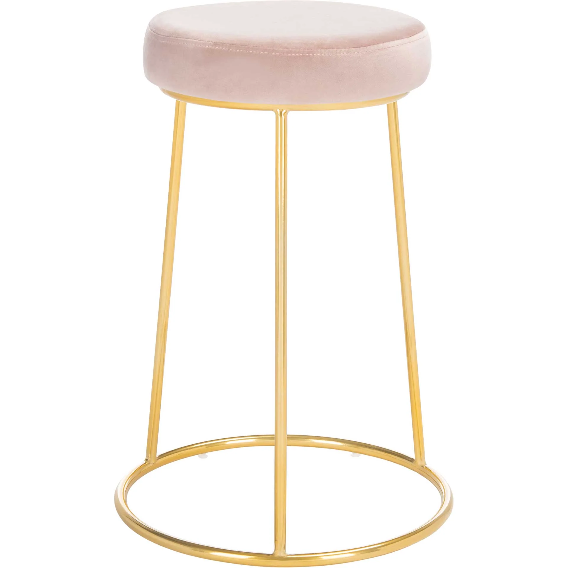 Keely Round Counter Stool Dusty Blush/Gold