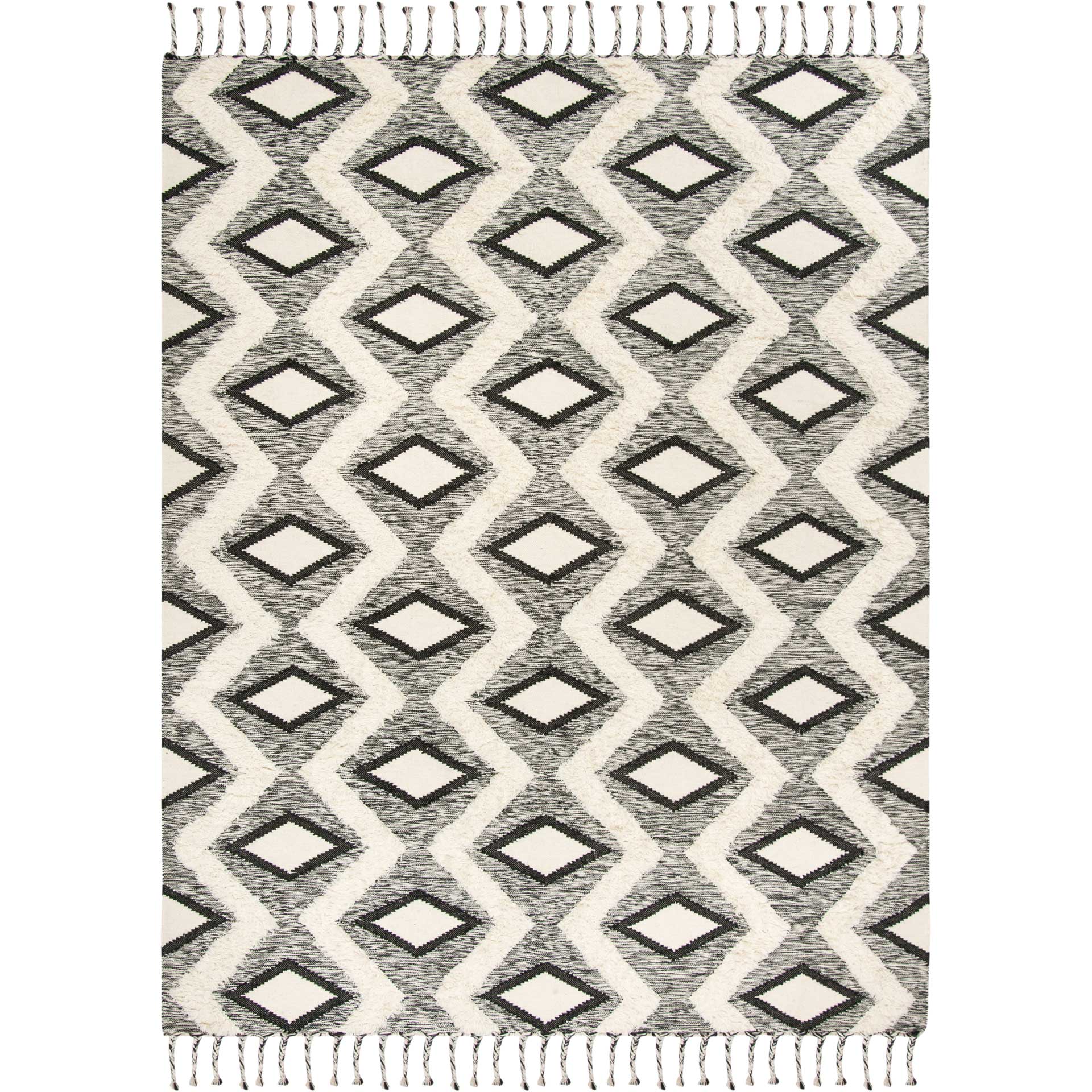 Kenya Wave Black/Ivory Area Rug