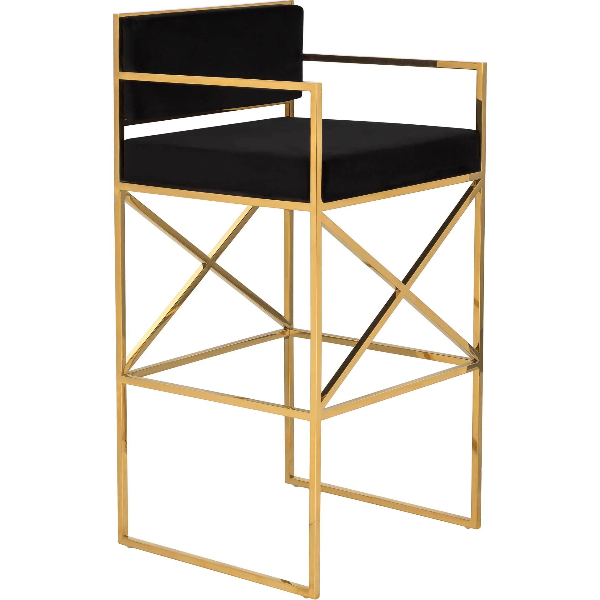 King Velvet Directors Stool Black/Gold