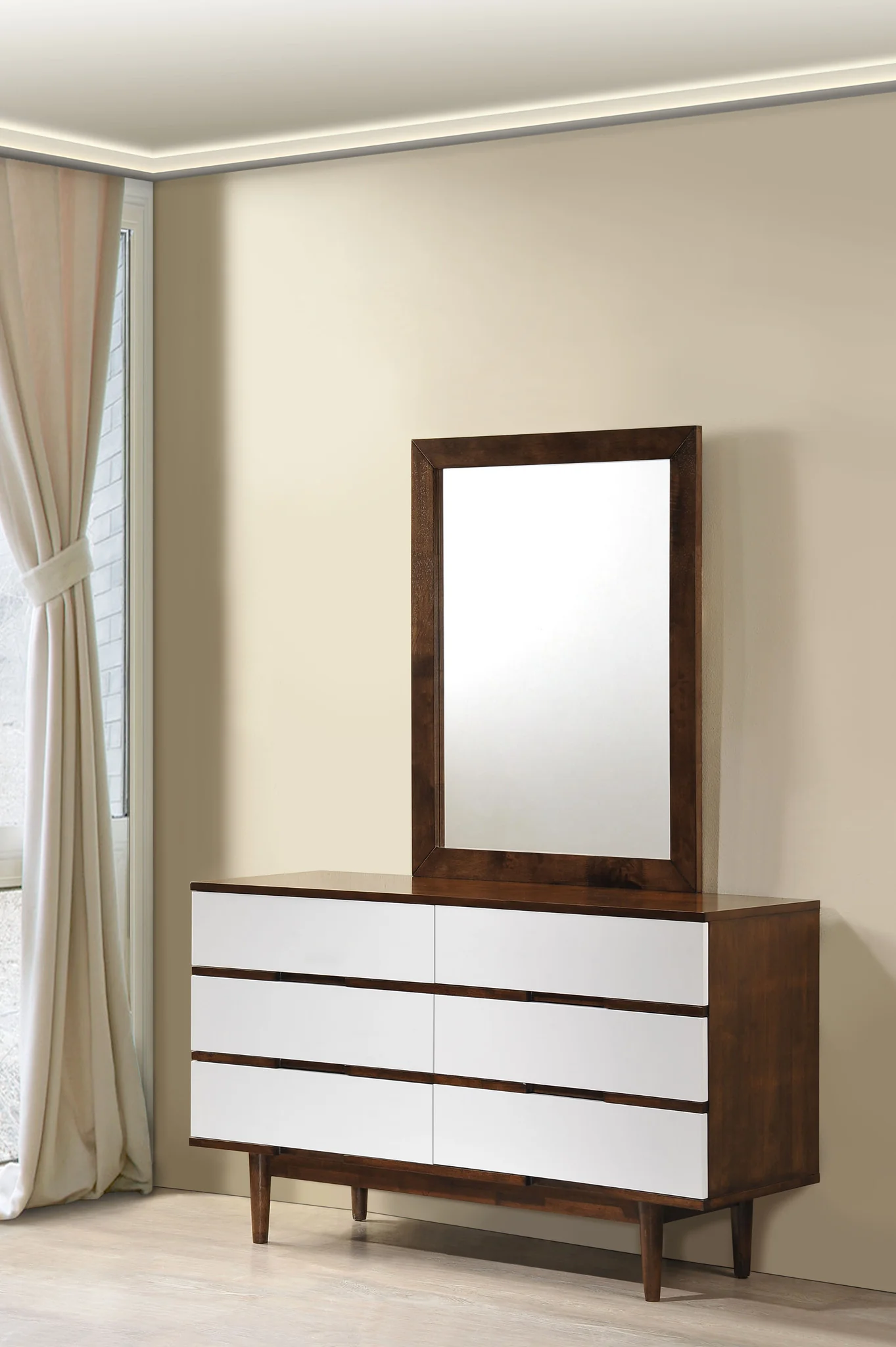 Lan Double Dresser Walnut & White - Image 5