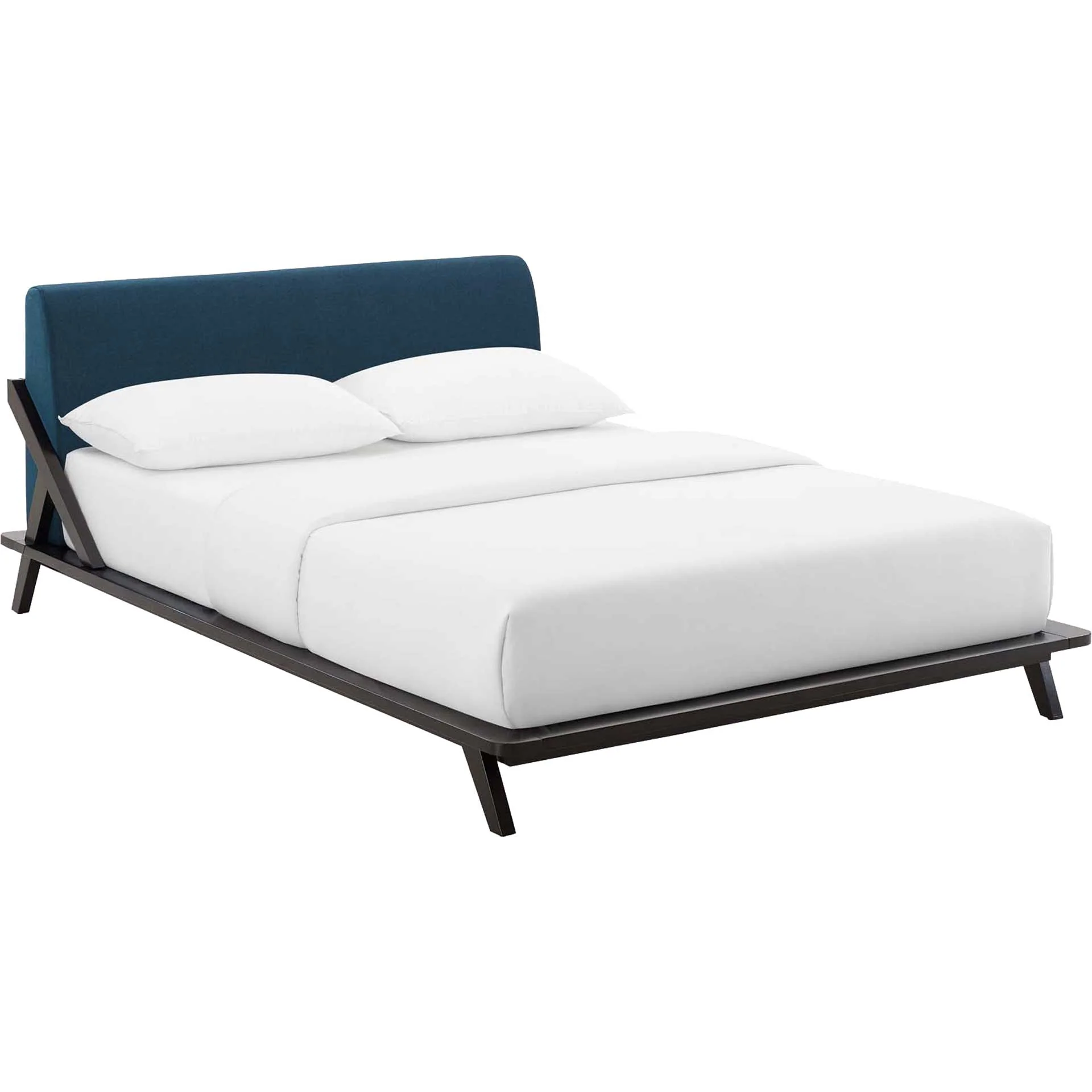Larry Fabric Platform Bed Cappuccino/Blue