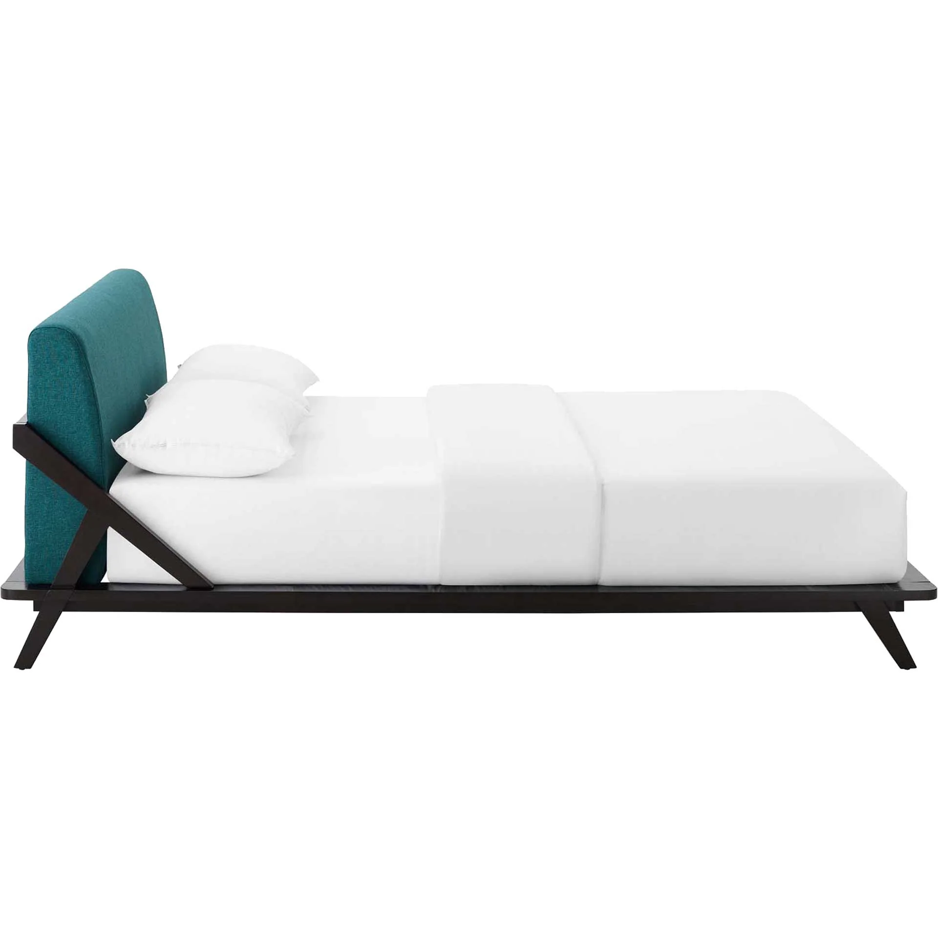 Larry Fabric Platform Bed Cappuccino/Teal - Image 3