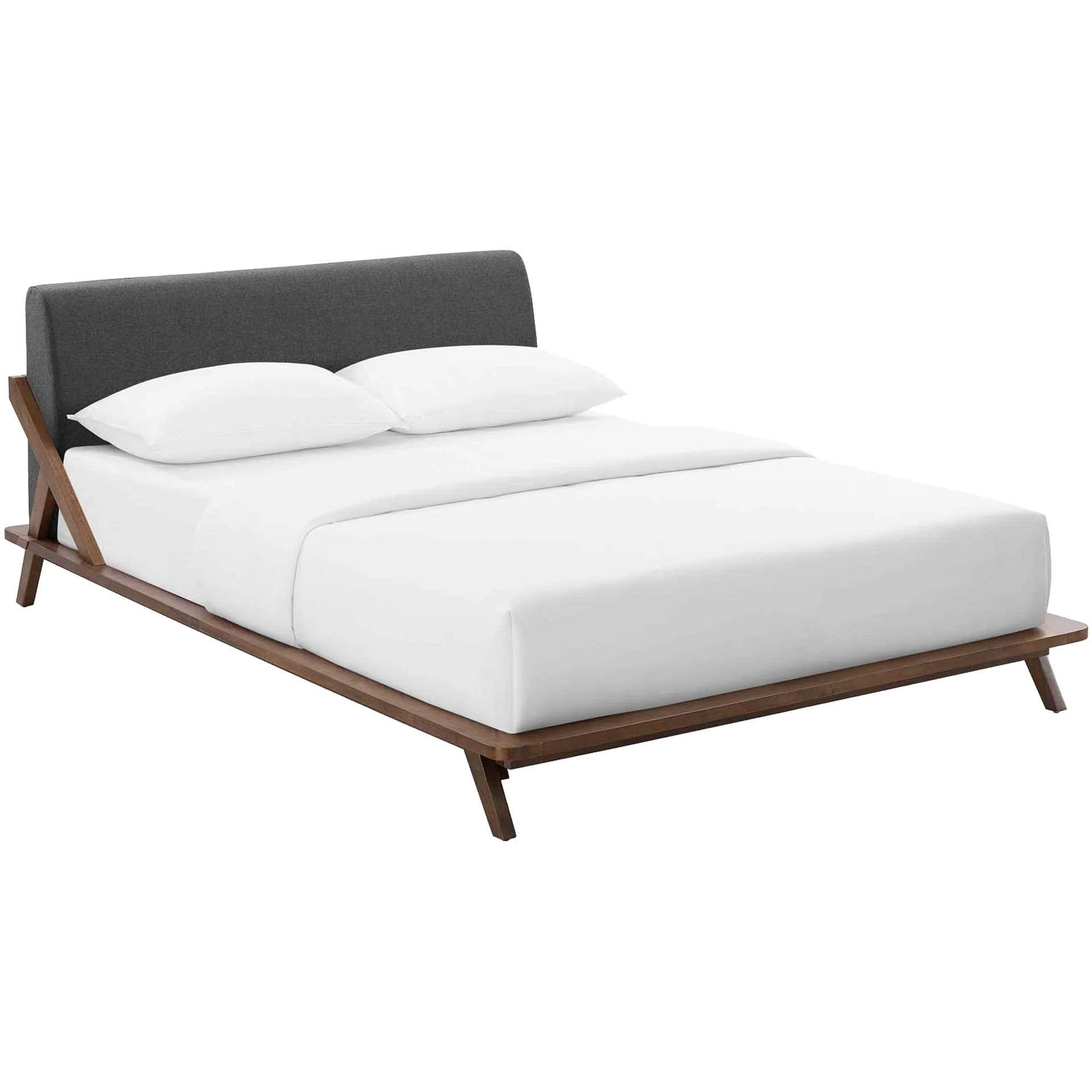 Larry Fabric Platform Bed Walnut/Gray