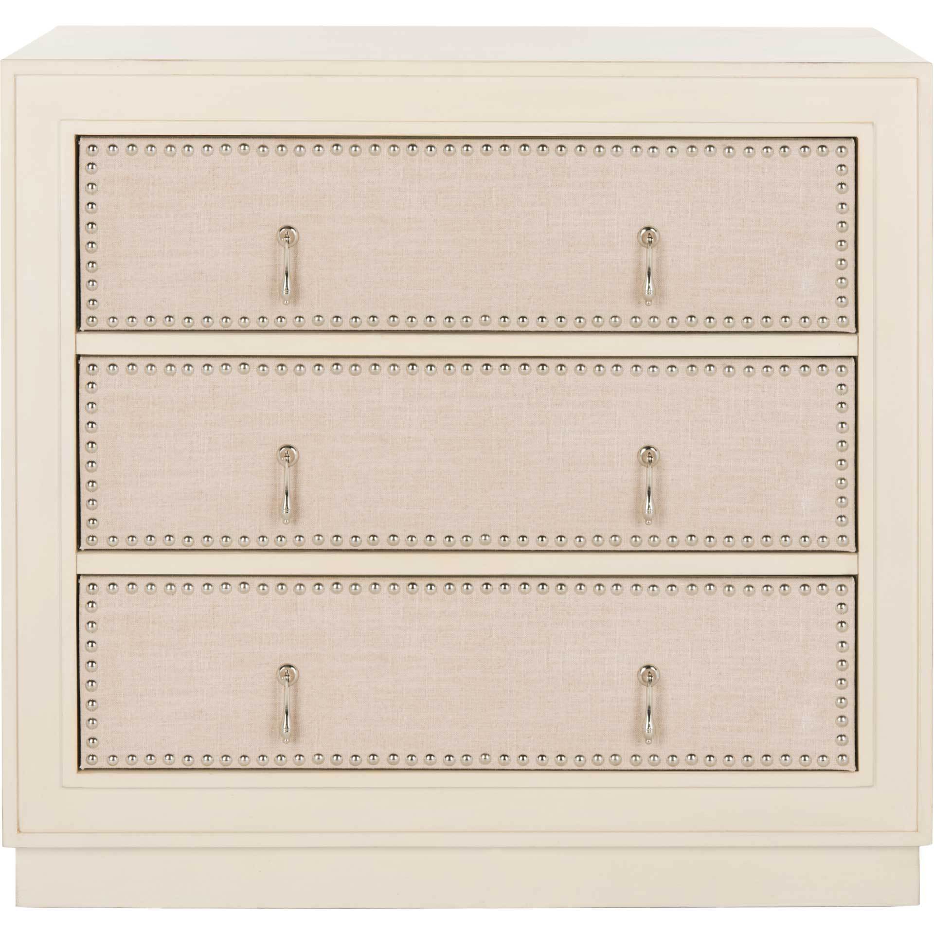 Lawson 3 Drawer Chest Antique Beige/Nickel