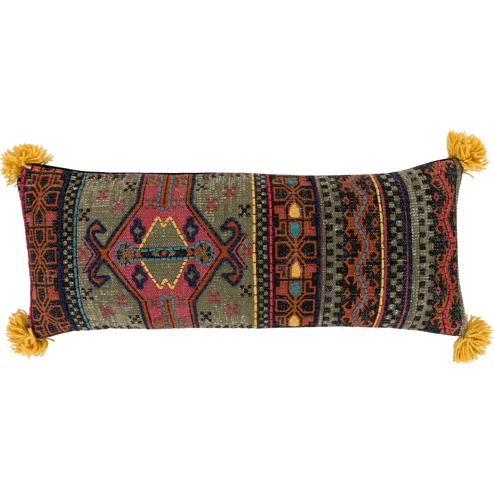 Levi Pillow Dark Green/Burnt Orange/Navy
