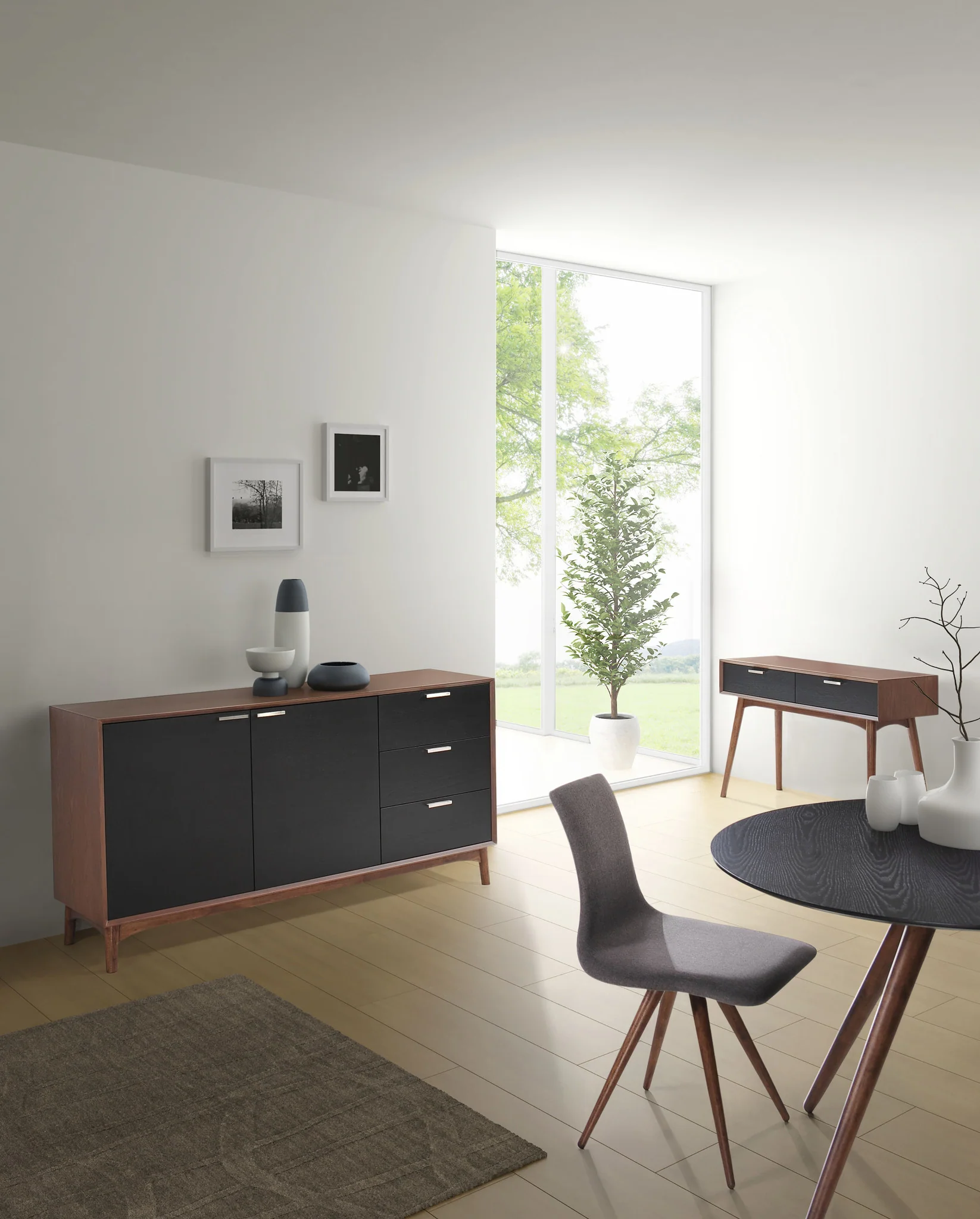 Liberty Bay Console Table Walnut & Black - Image 6