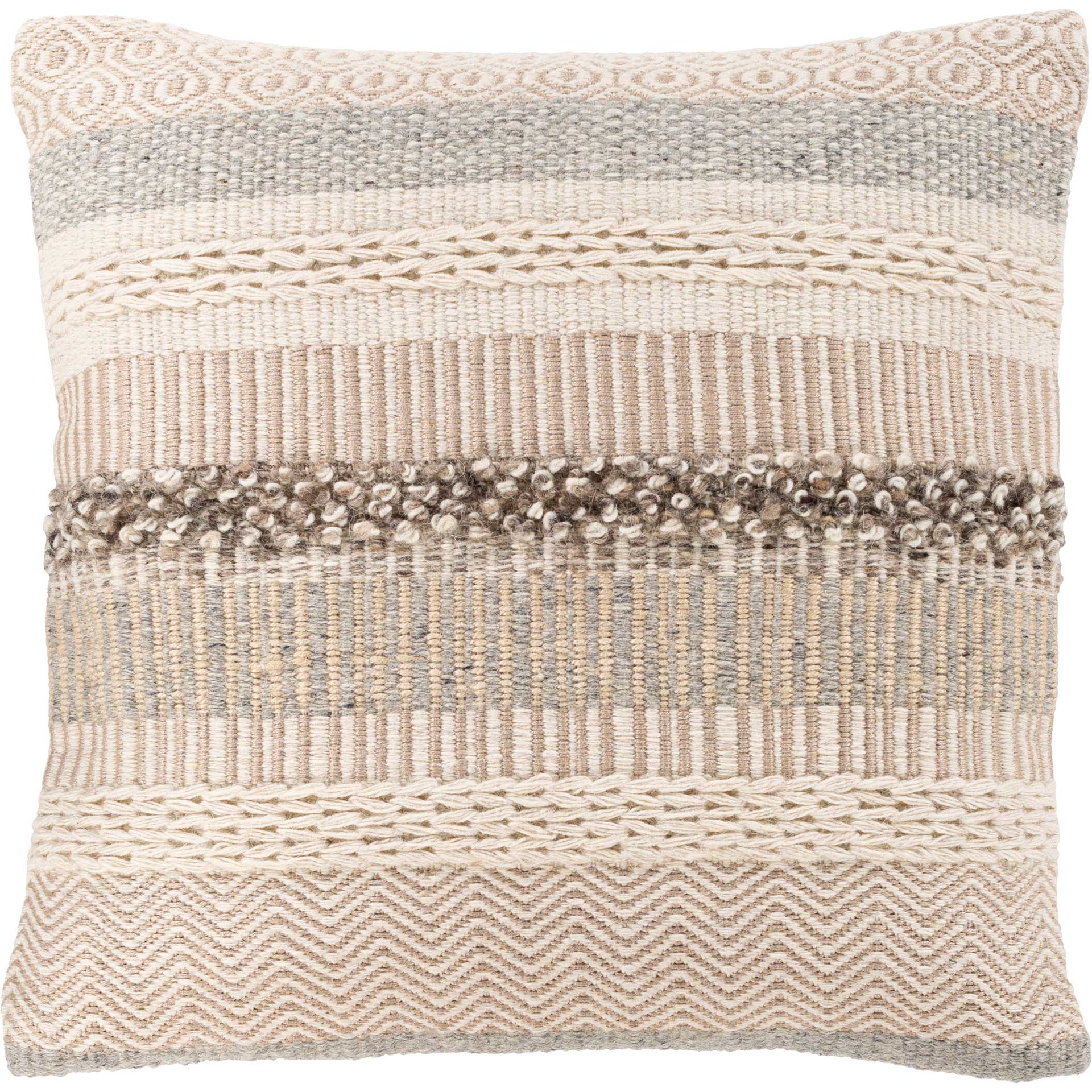 Logan Pillow Cream/Medium Gray/Ivory
