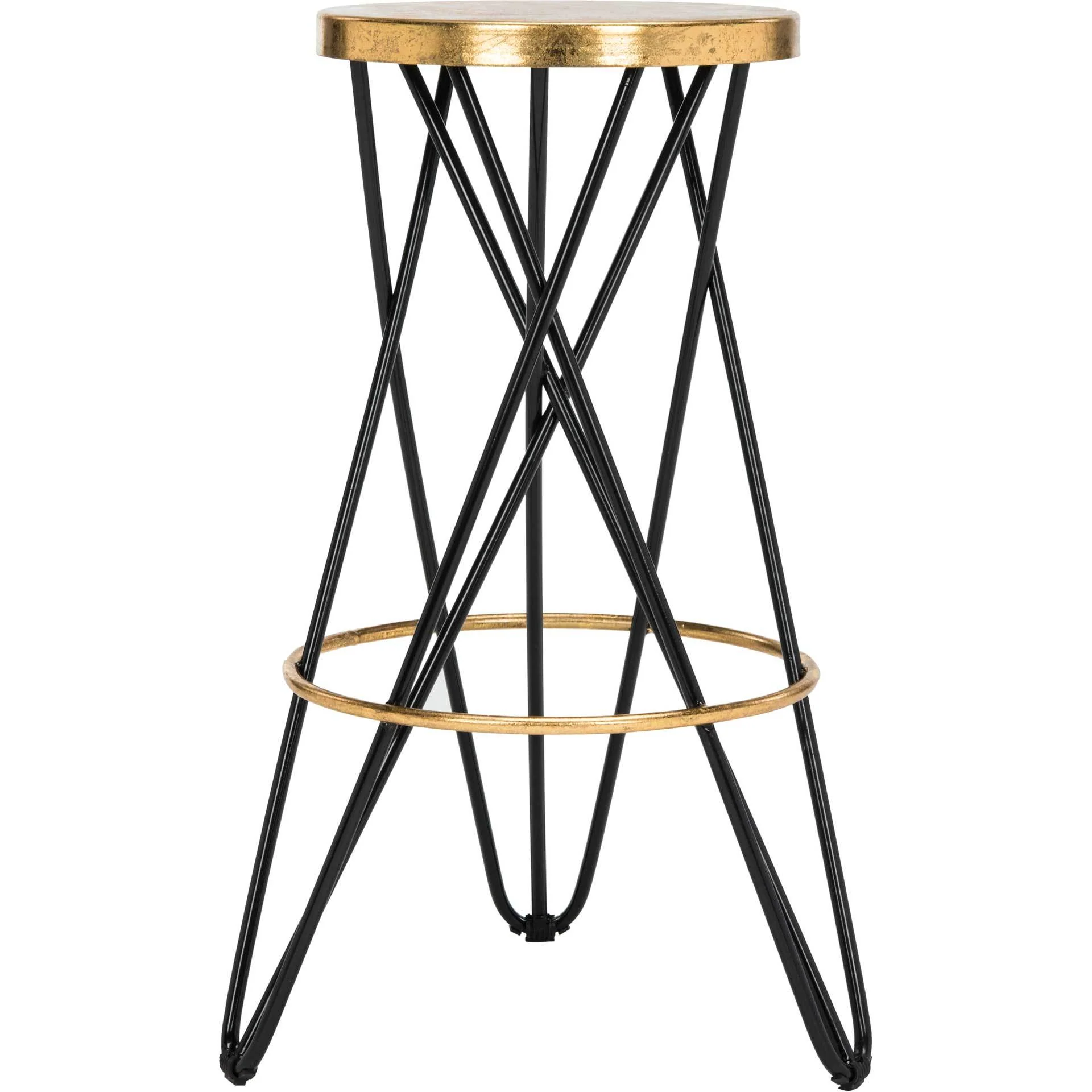 Lorenzo Gold Leaf Bar Stool Black