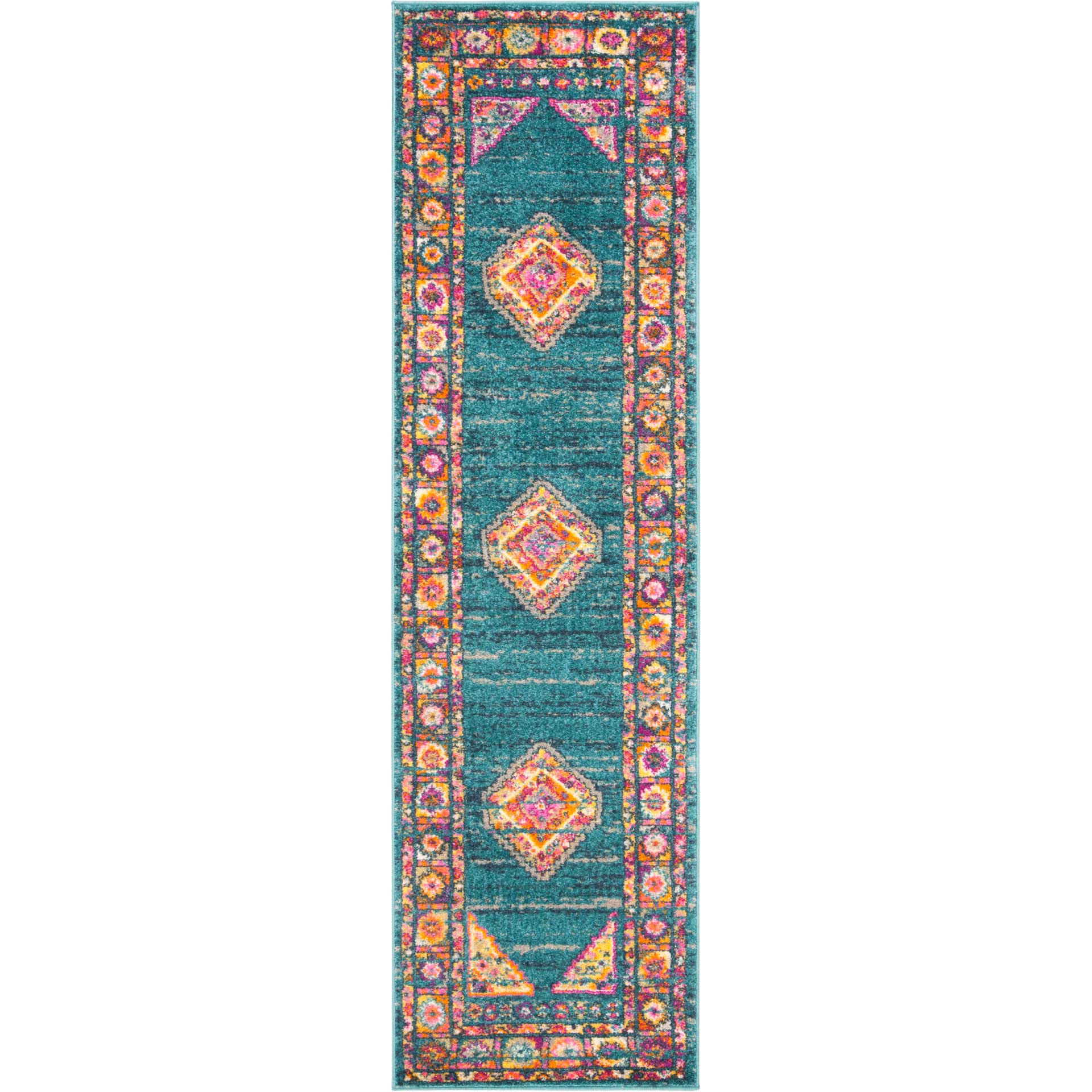 Madison Light Blue/Orange Runner Rug