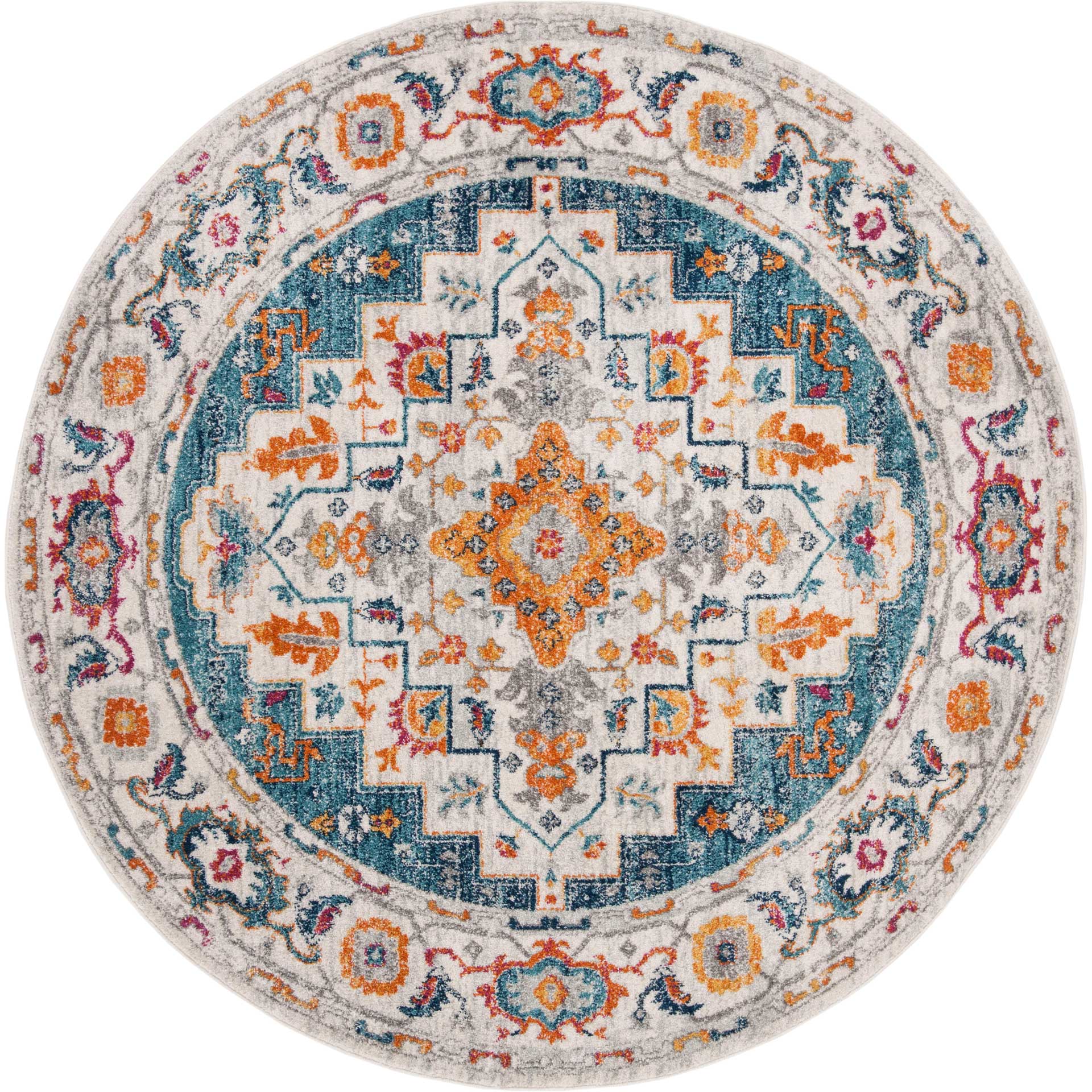 Madison Turquoise/Ivory Round Rug