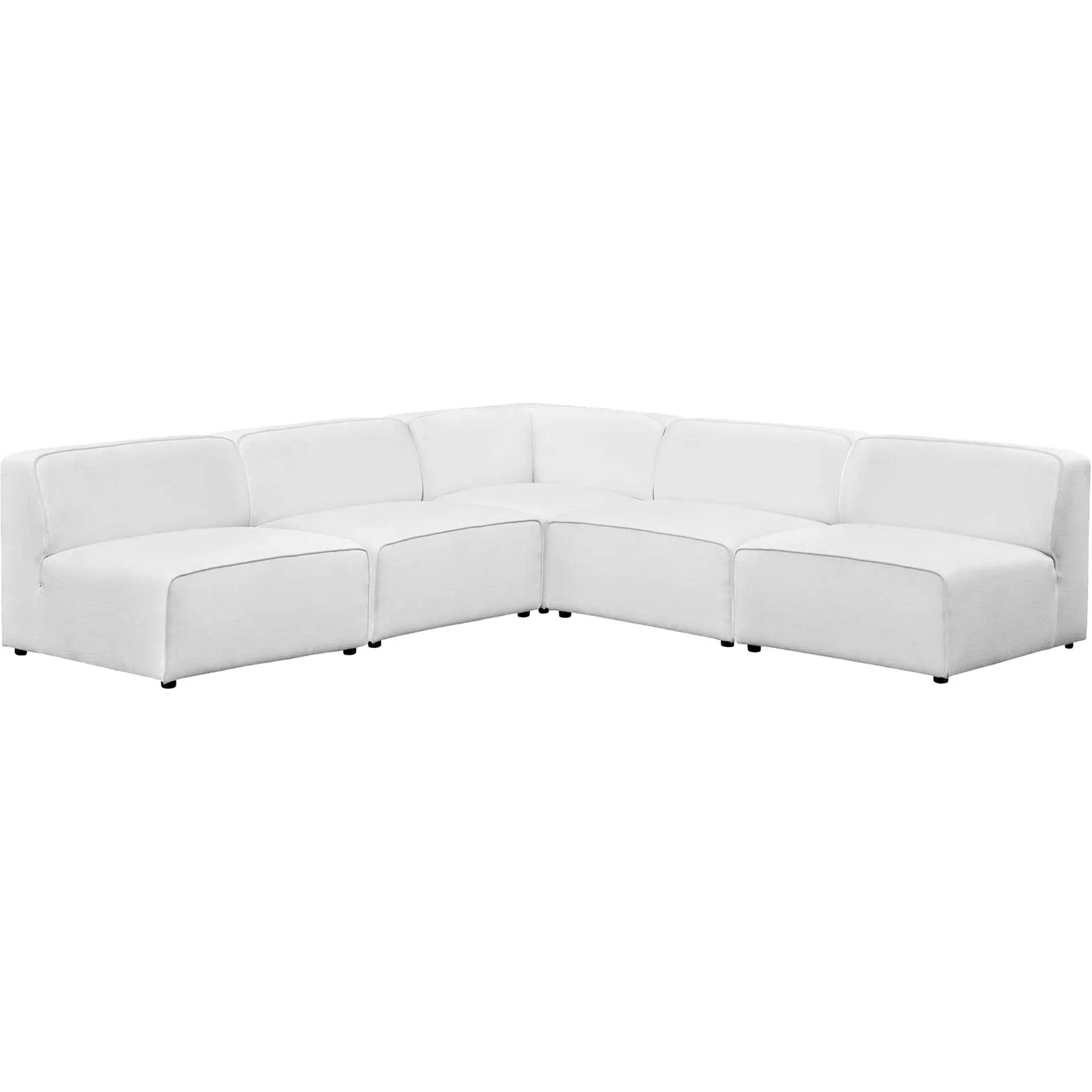 Maisie 5 Piece Armless Corner Sectional Sofa White