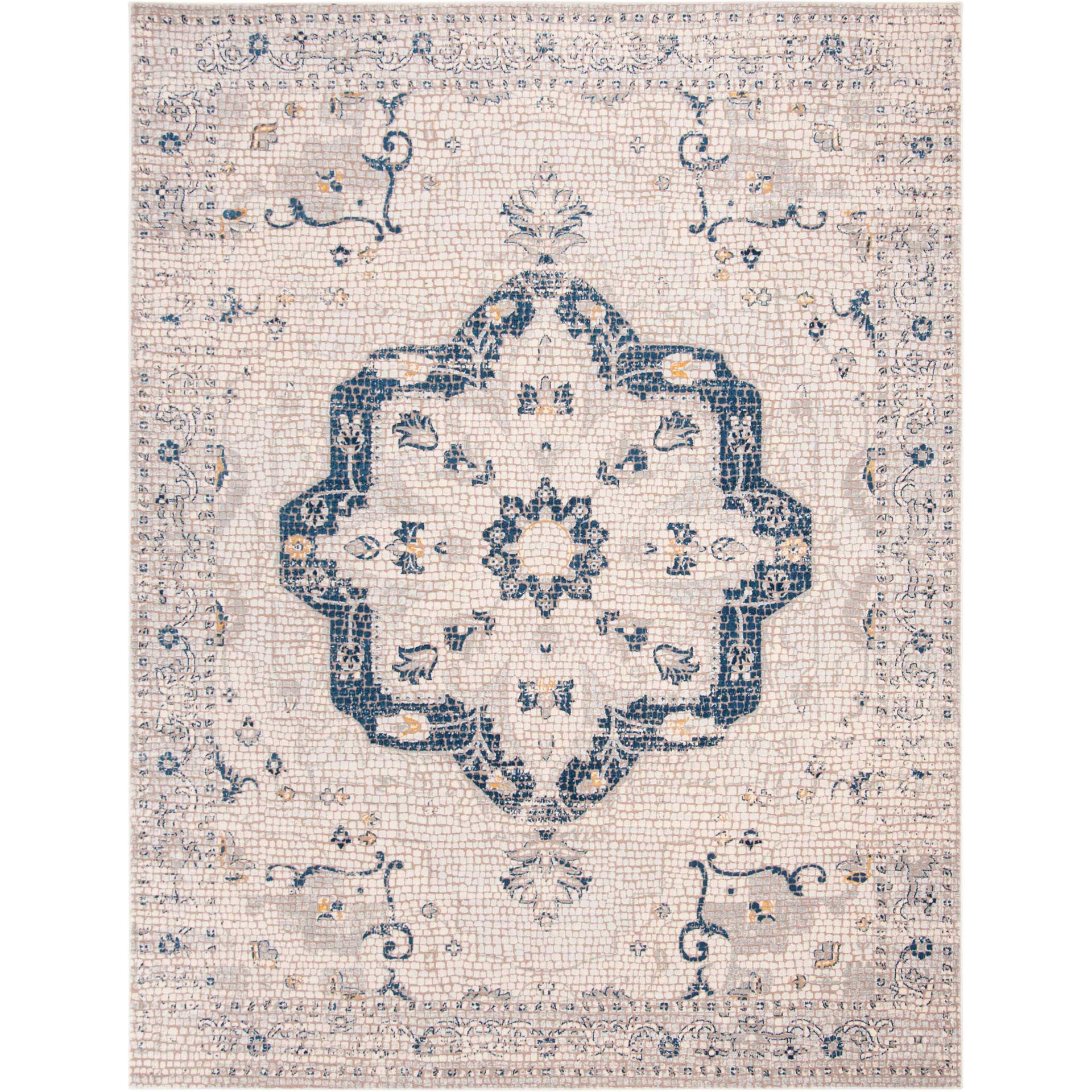 Marseille Mosaic Navy/Ivory Area Rug