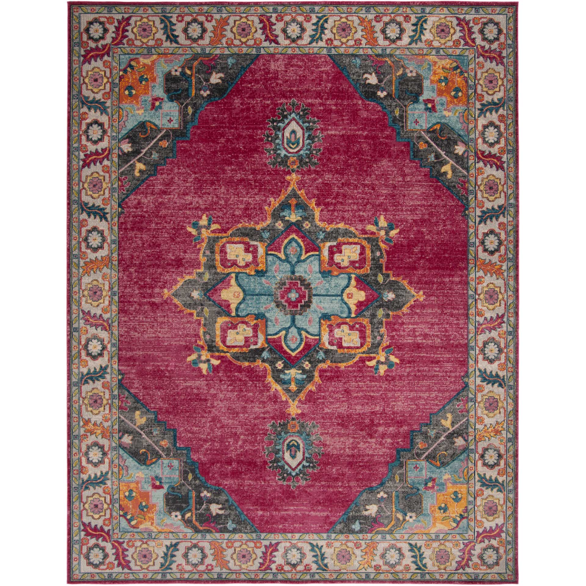 Merlot Fuchsia/Multi Area Rug