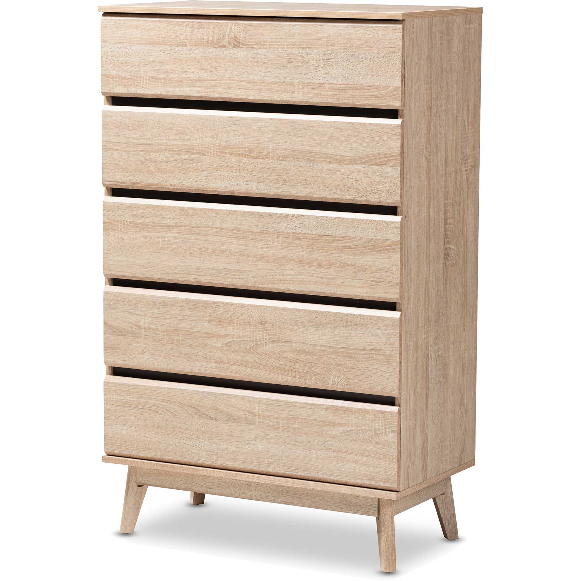Miabella 5-Drawer Chest Oak/Dark Gray