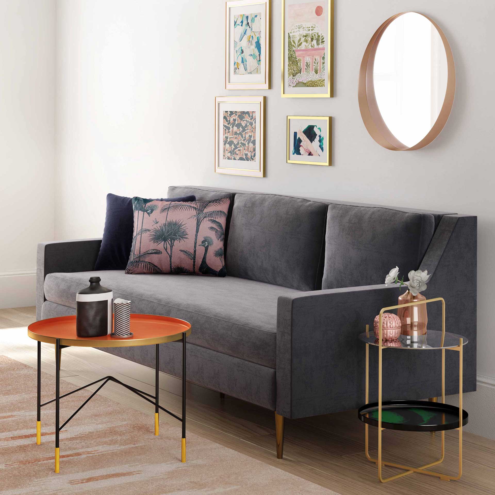 Midnight Velvet Sofa Gray - Image 11