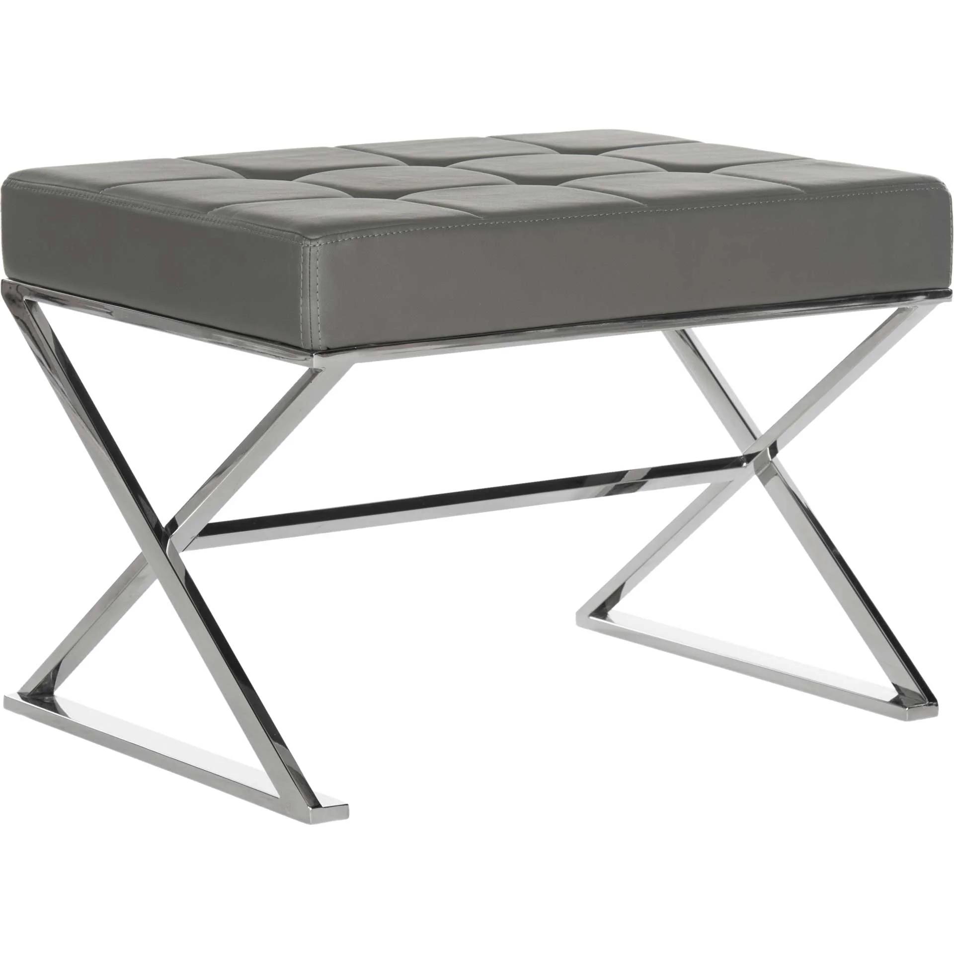 Mingle Ottoman Gray/Chrome