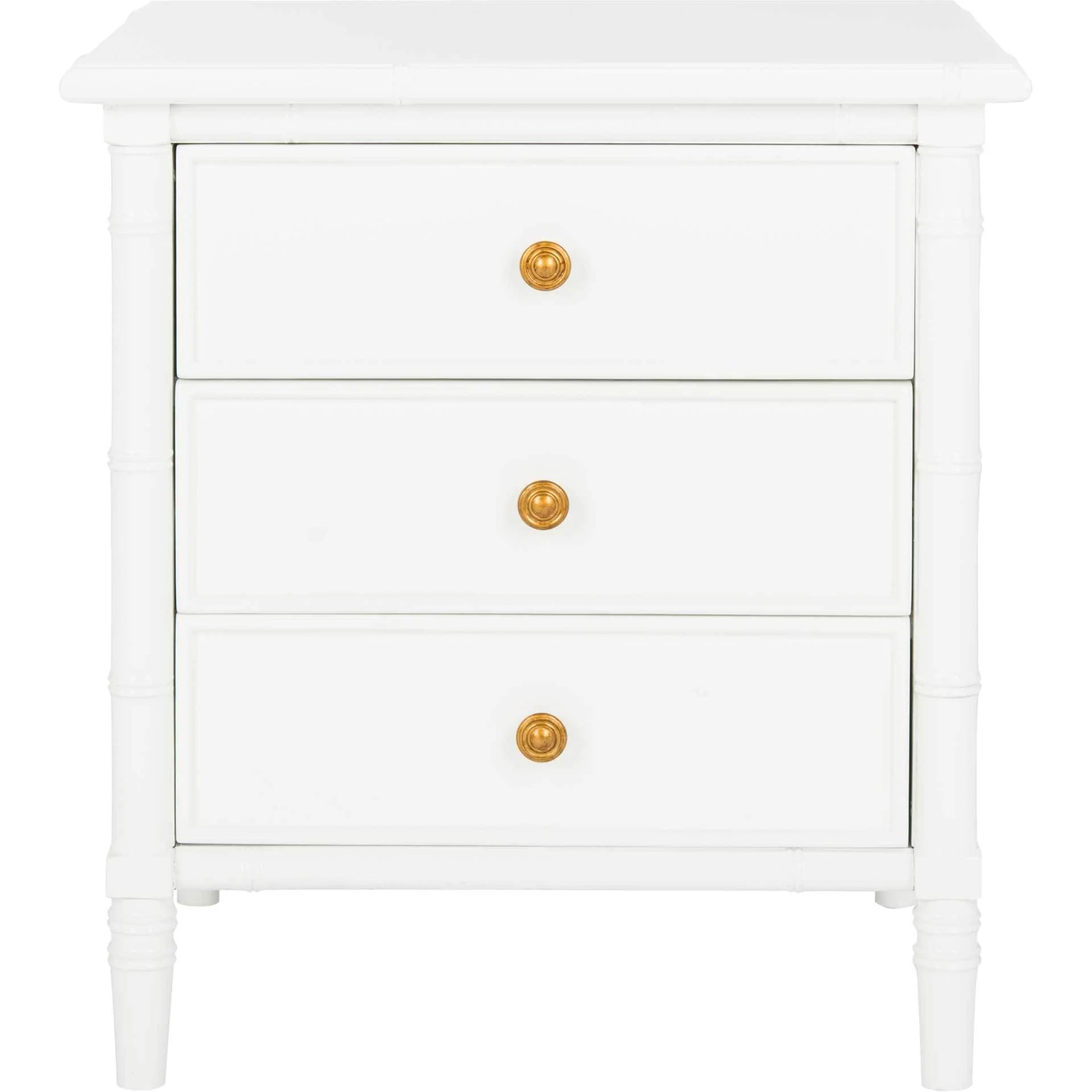 Mitchell 3 Drawer Bamboo Nightstand White