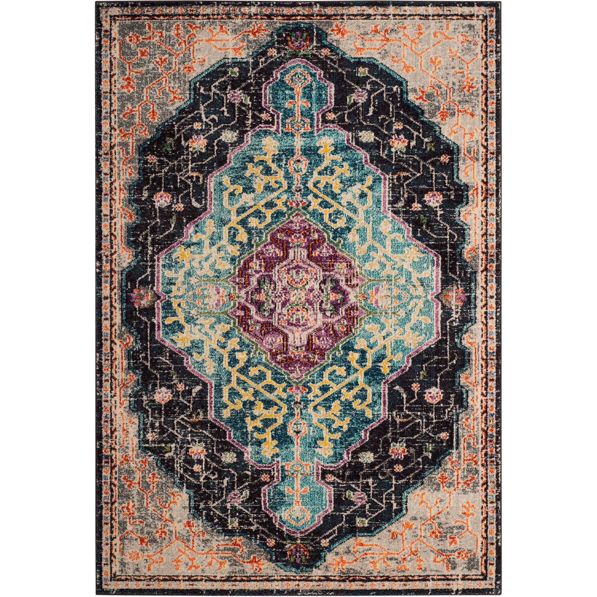 Monaco Black/Blue/Gray Area Rug