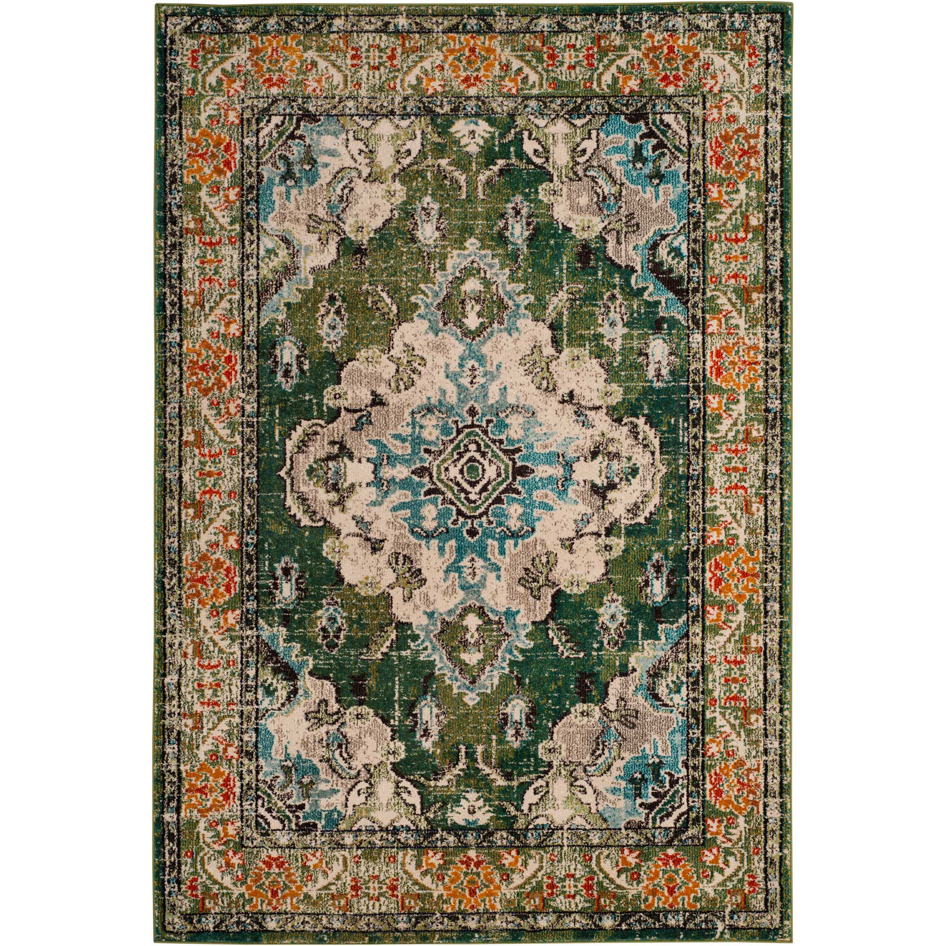 Monaco Forest Green/Light Blue Area Rug