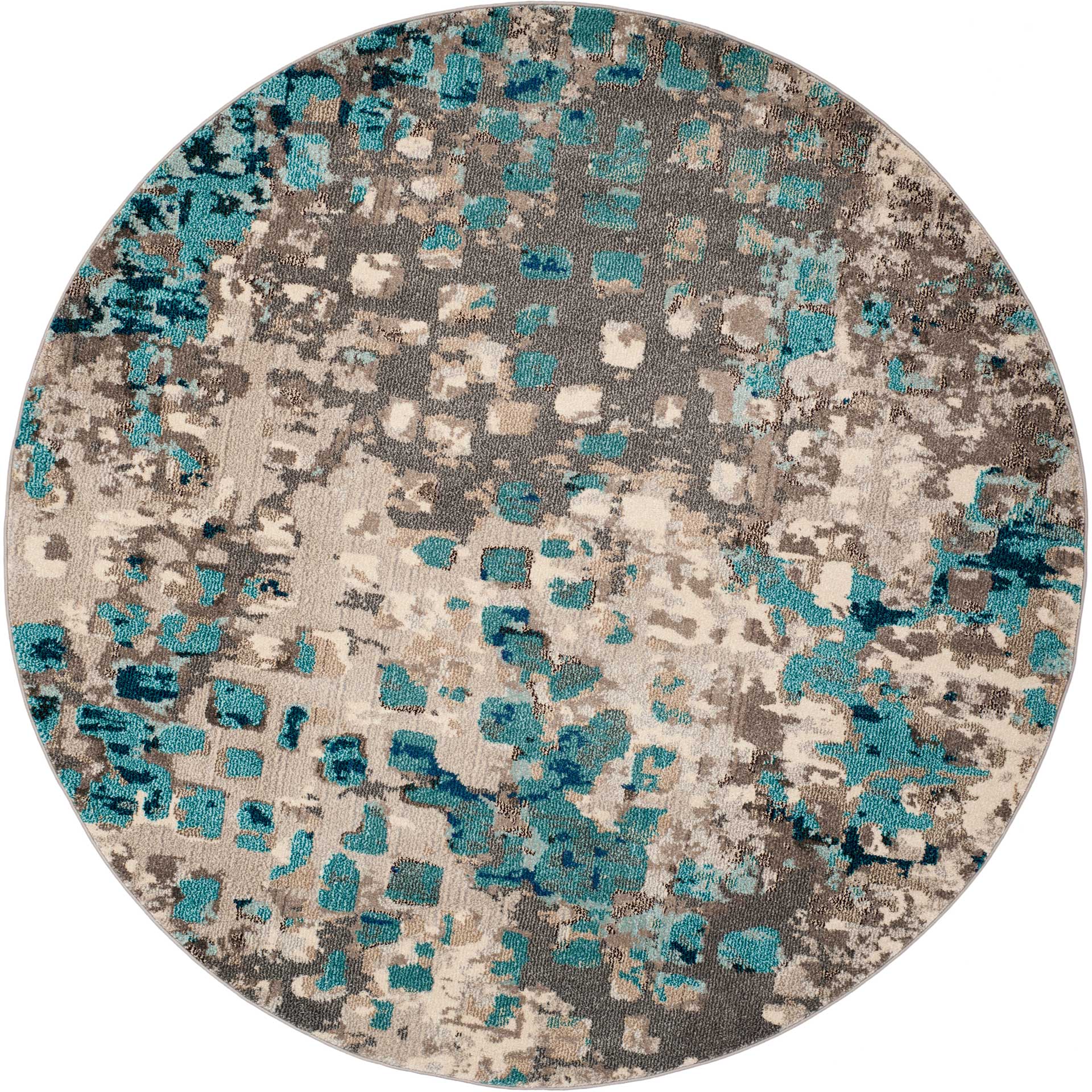 Monaco Gray/Light Blue Round Rug