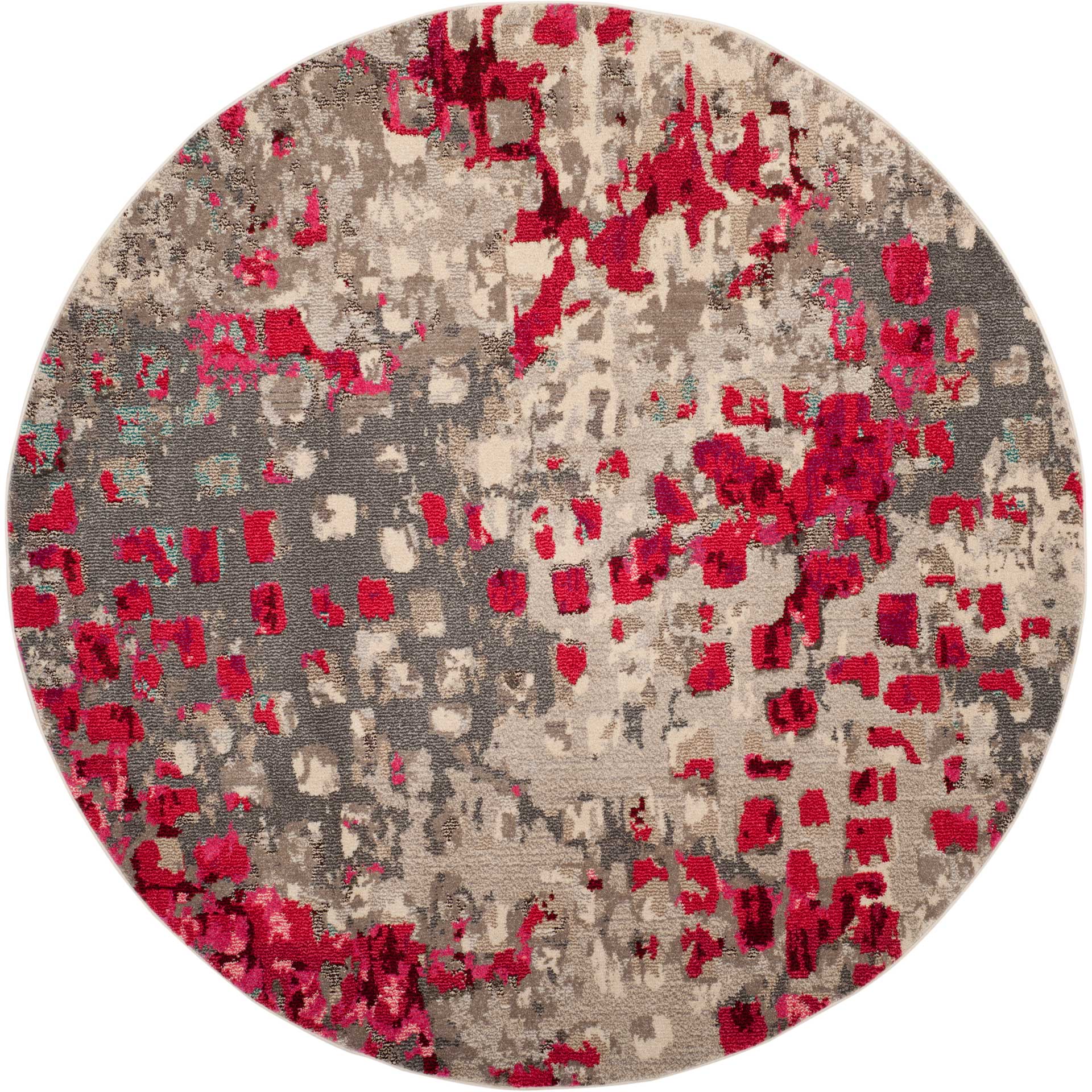 Monaco Gray/Red Round Rug