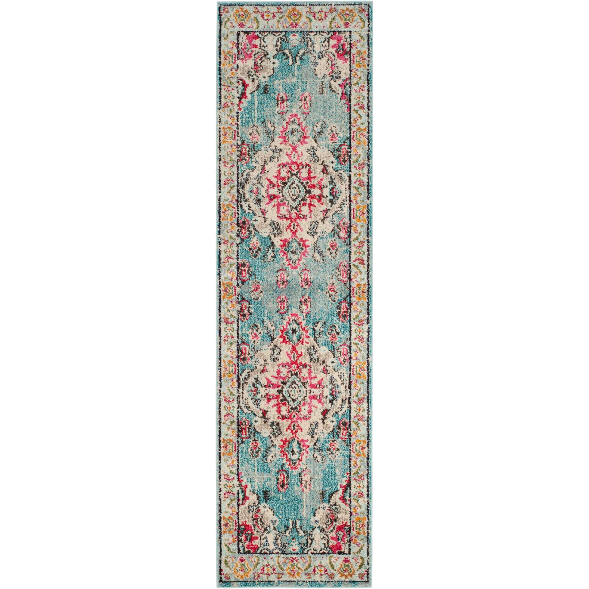 Monaco Light Blue/Fuchsia Runner Rug