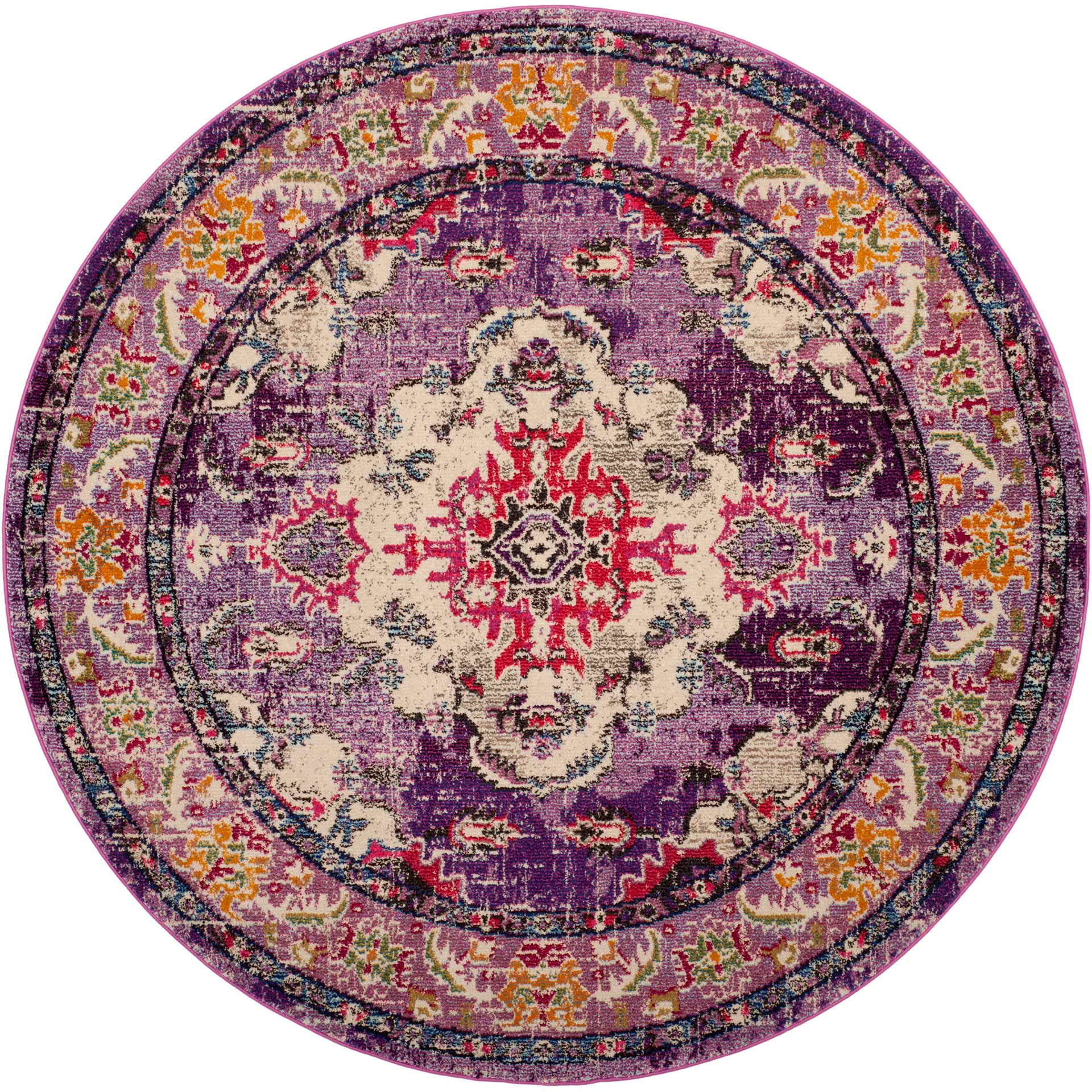 Monaco Violet/Fuchsia Round Rug