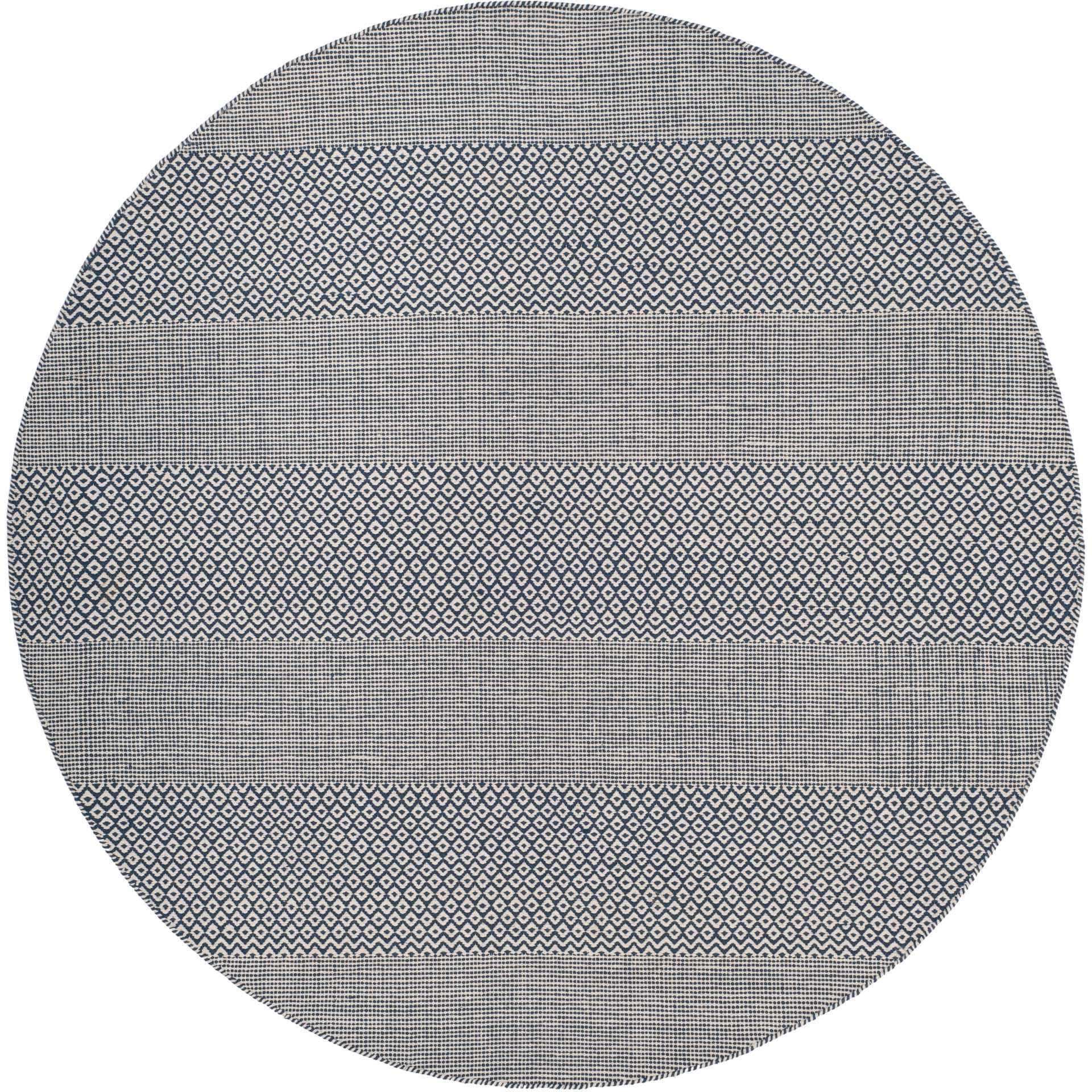 Montauk Alternating Ivory/Navy Round Rug