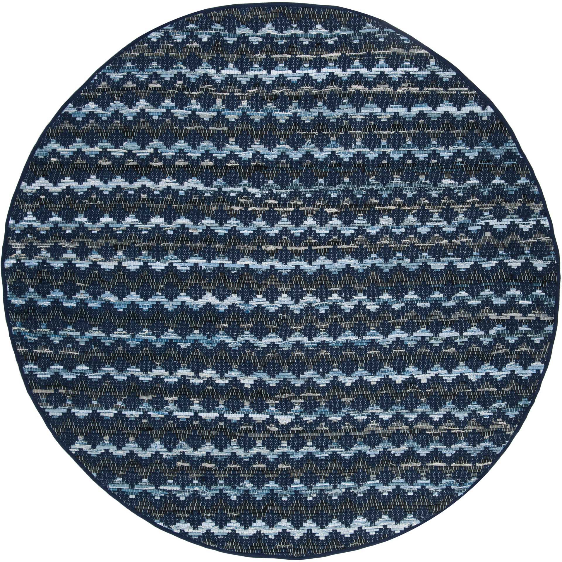 Montauk Blue/Turquoise/Black Round Rug