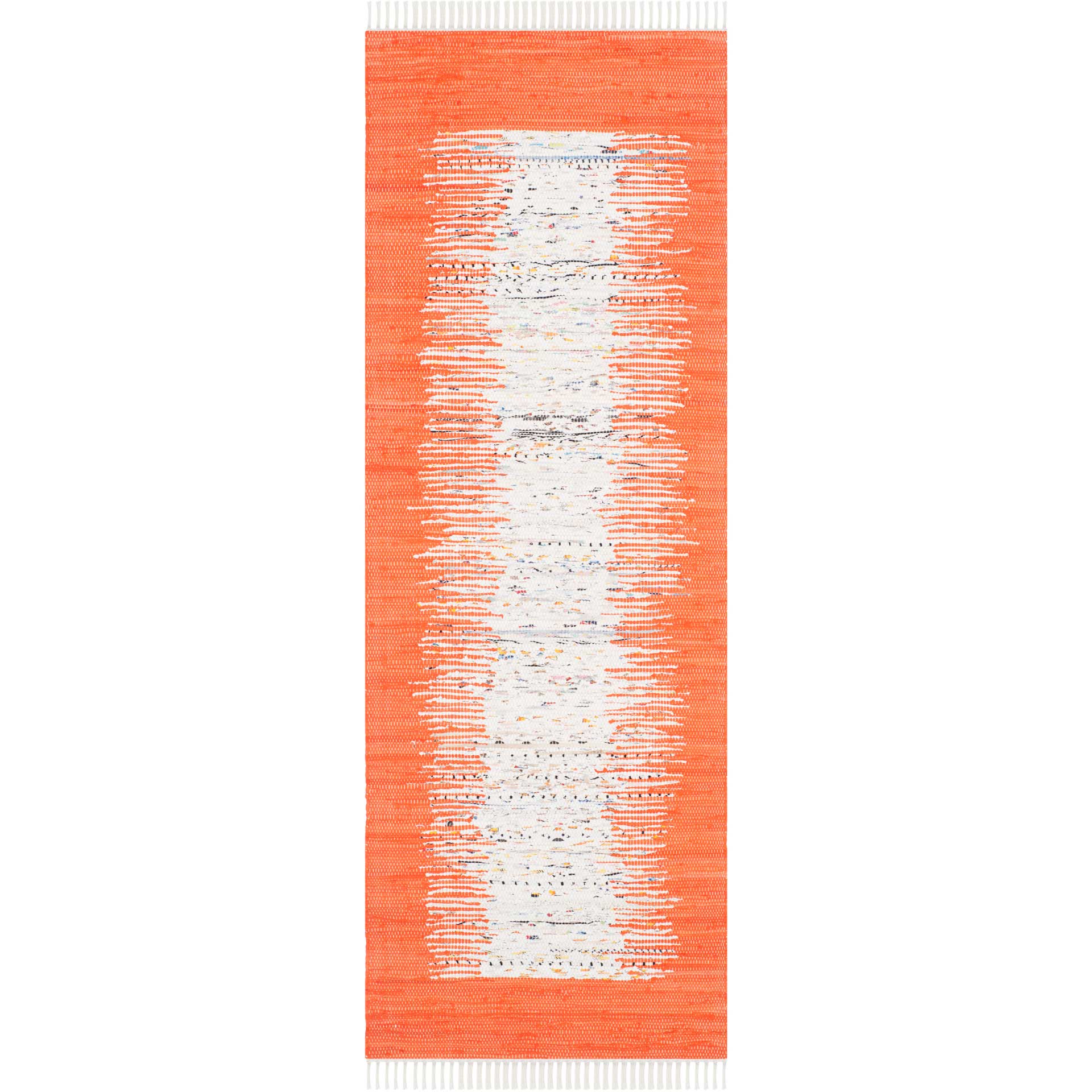 Montauk Border Ivory/Orange Runner Rug