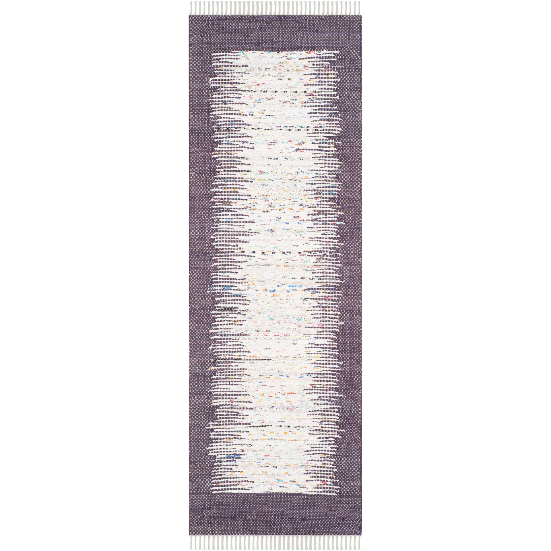 Montauk Border Ivory/Purple Runner Rug