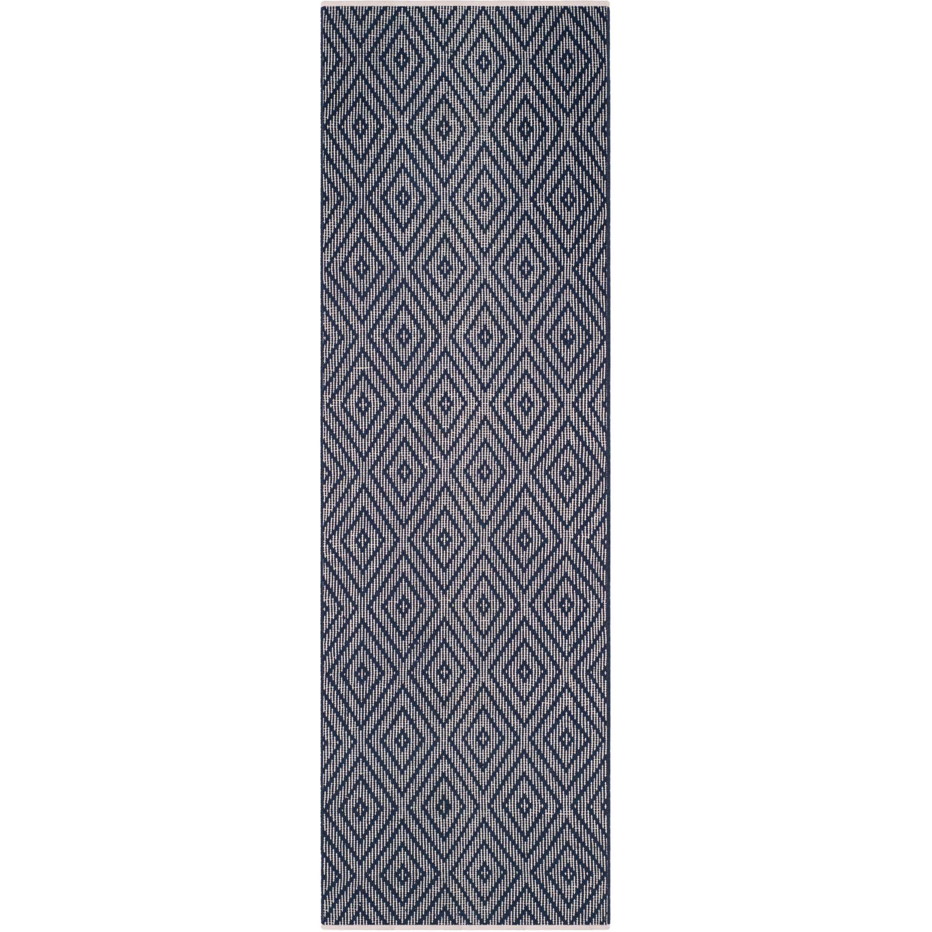 Montauk Diamond Navy/Ivory Runner Rug