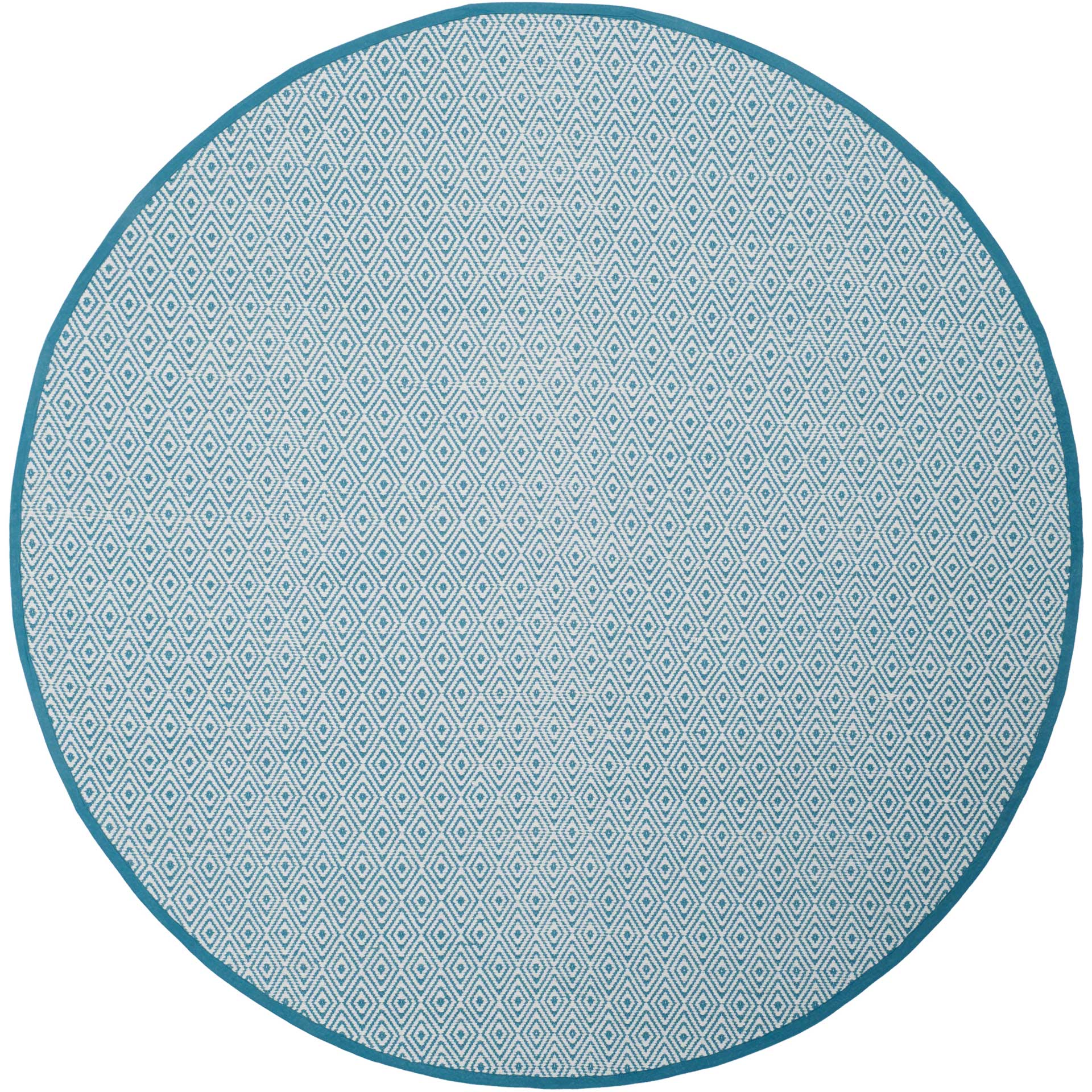 Montauk Geometry Ivory/Light Blue Round Rug