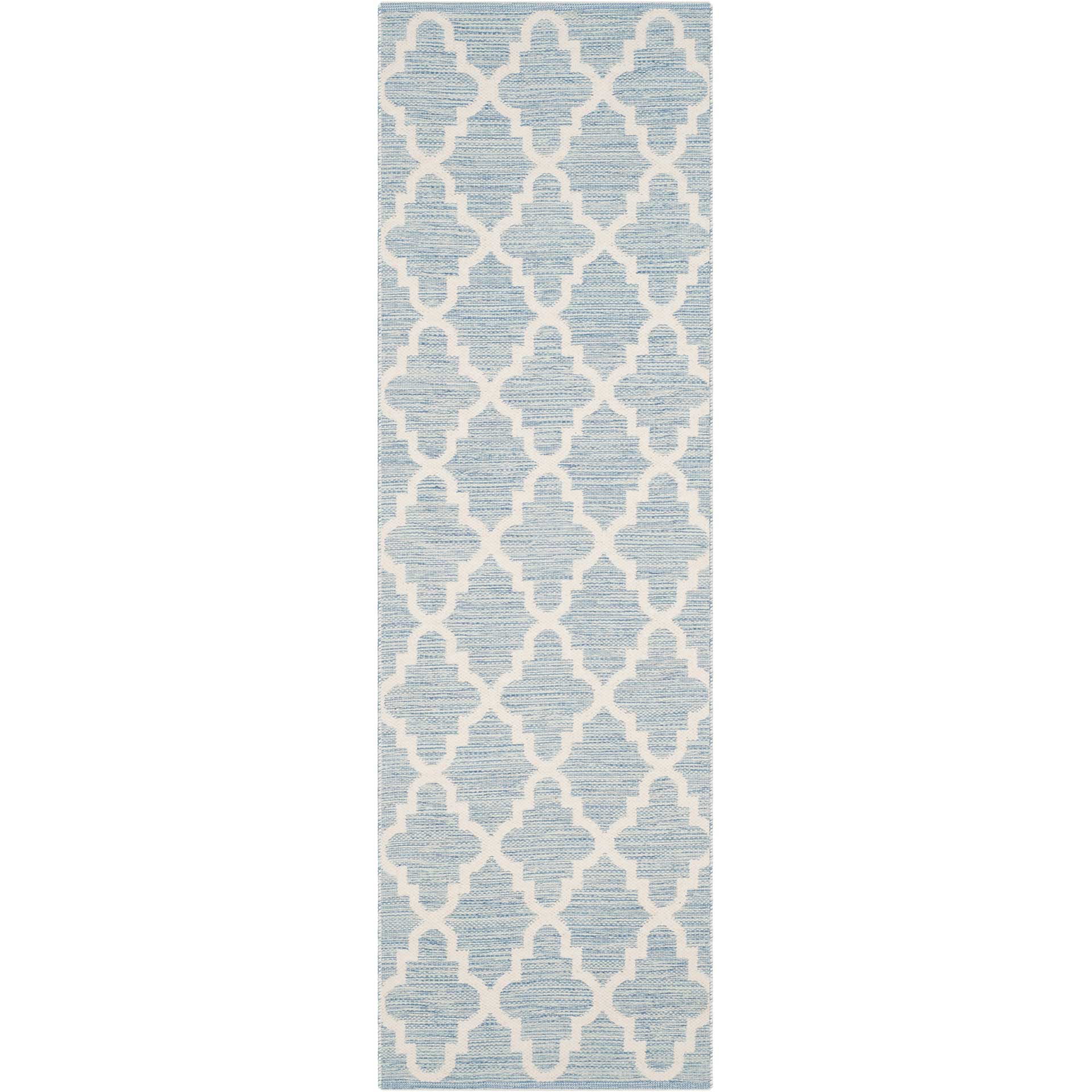 Montauk Quatrefoil Light Blue/Ivory Runner Rug