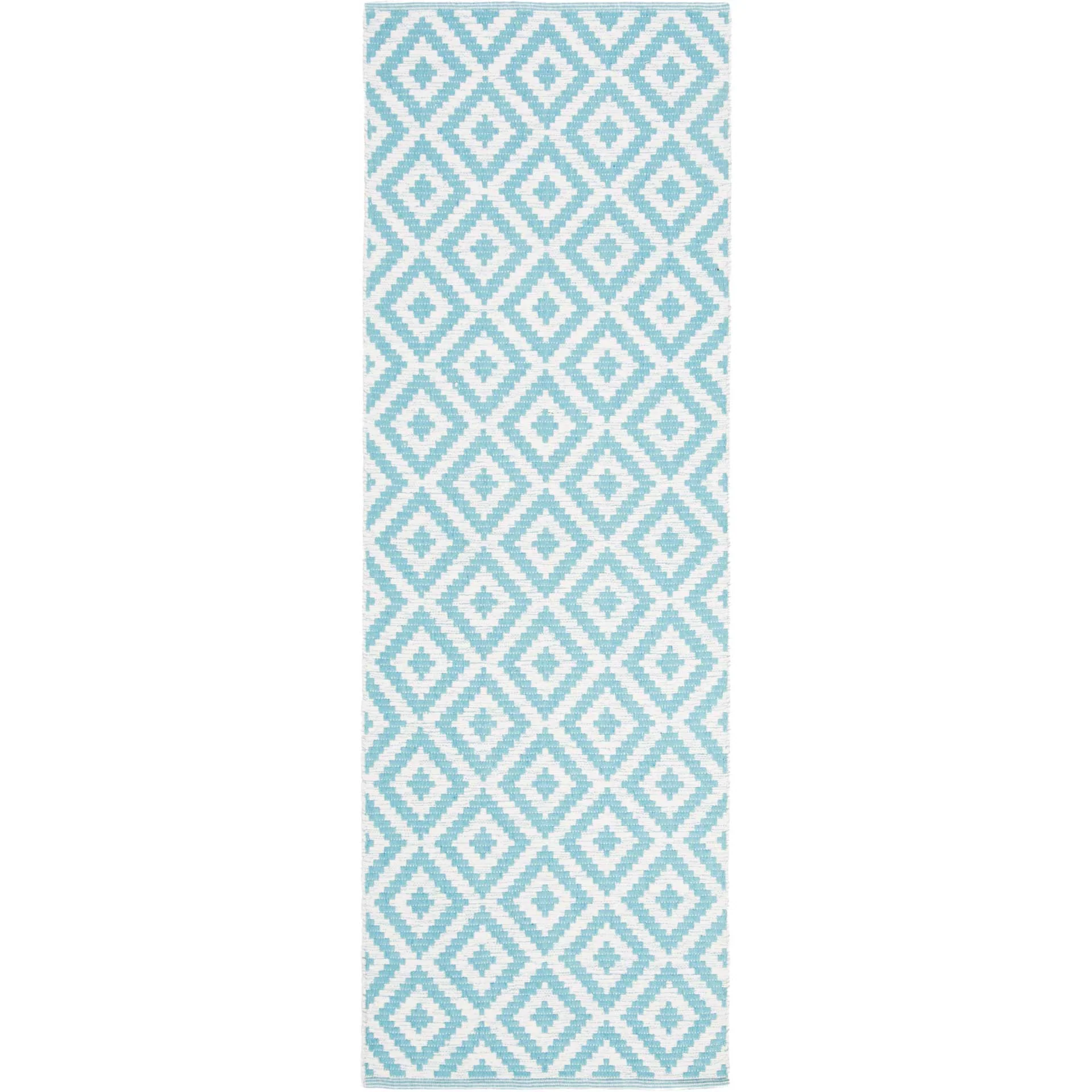 Montauk Rhombus Light Blue/Ivory Runner Rug
