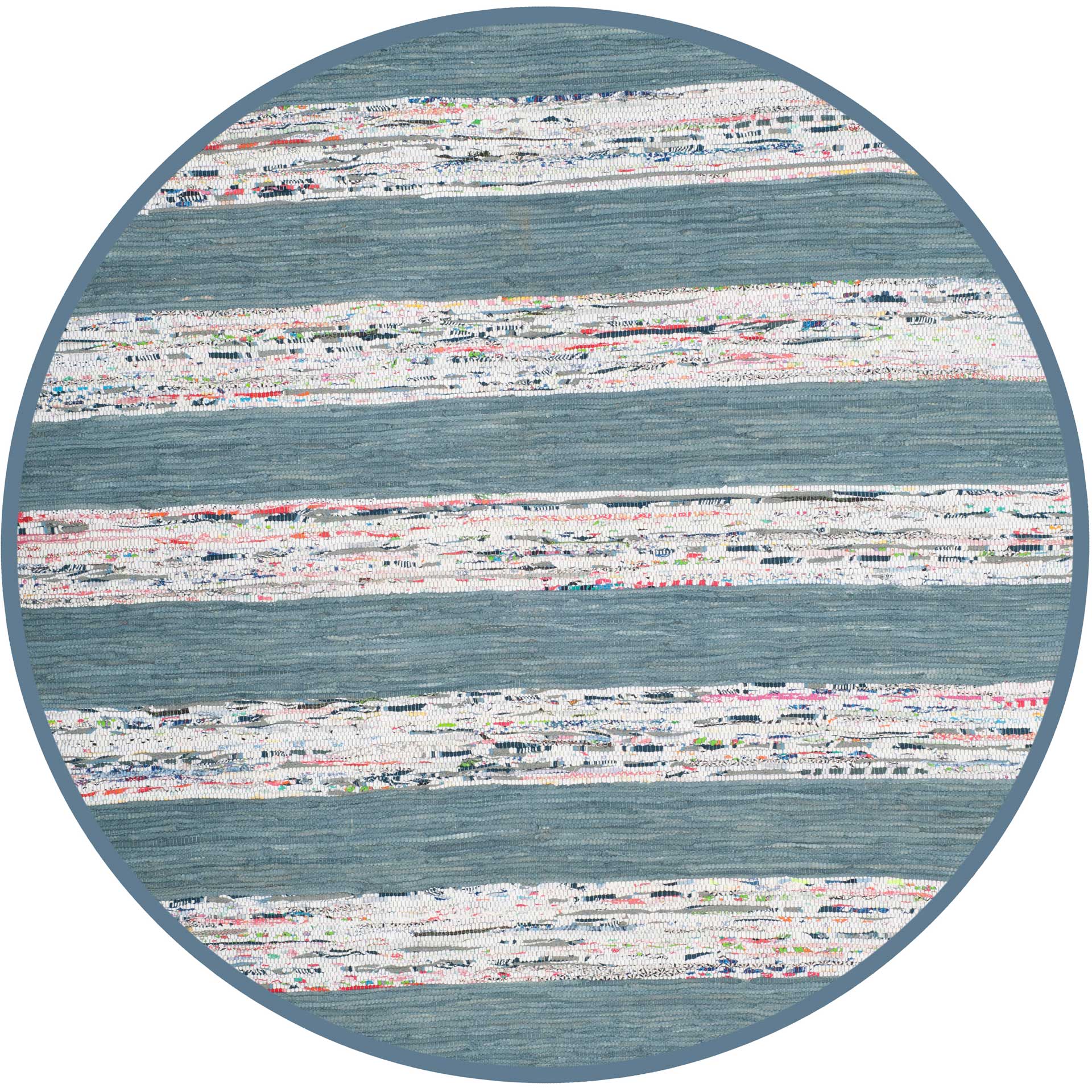 Montauk Stripe Ivory/Gray Round Rug