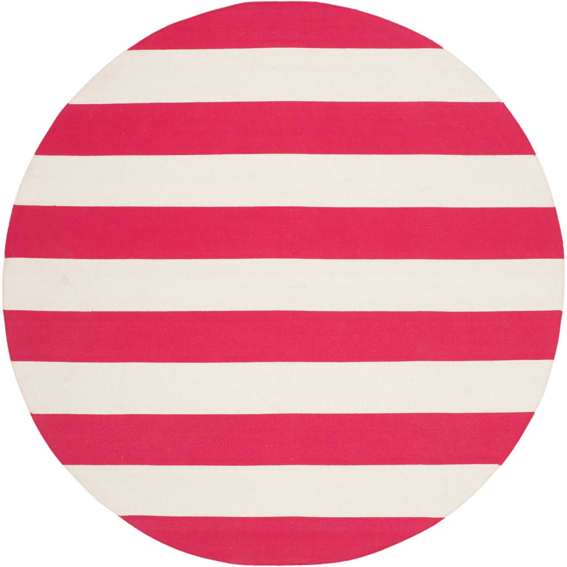 Montauk Stripe Red/Ivory Round Rug