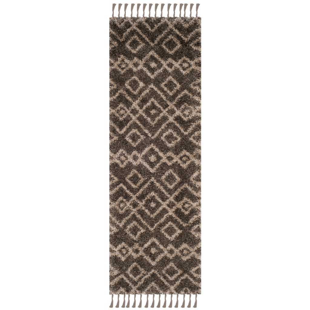 Moroccan Fringe Shag Gray/Cream Runner Rug
