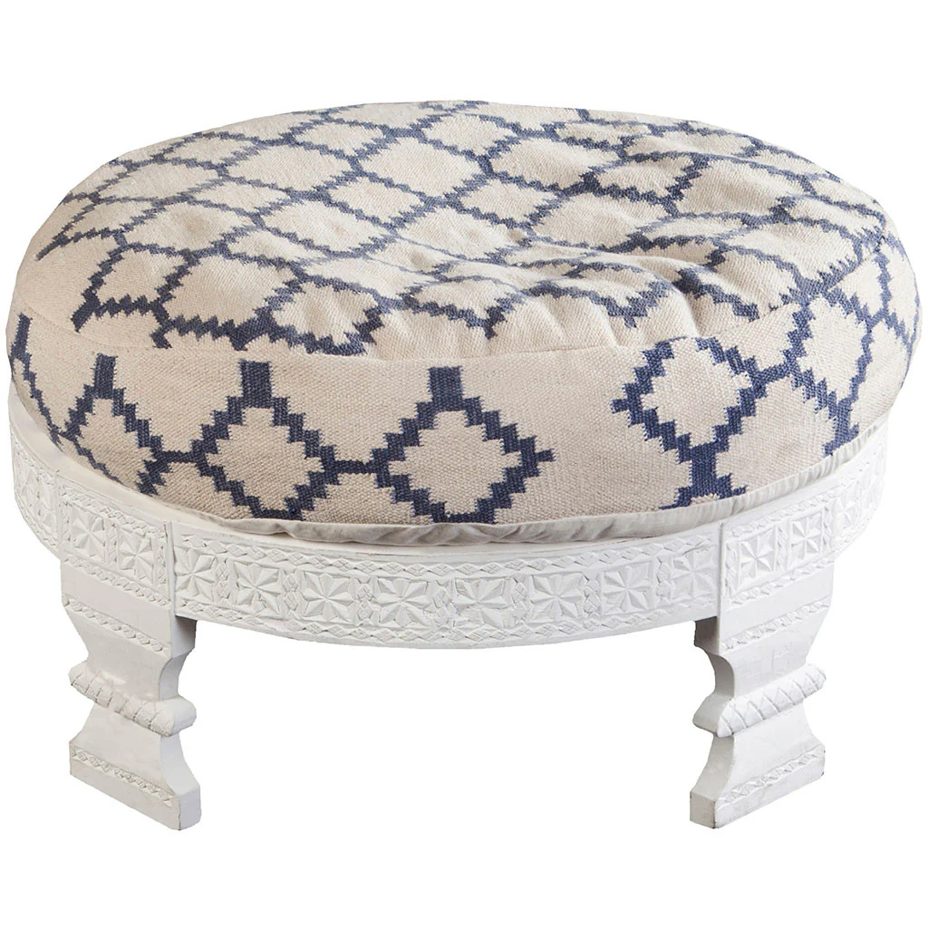 Moroccan Ottoman Blue/White
