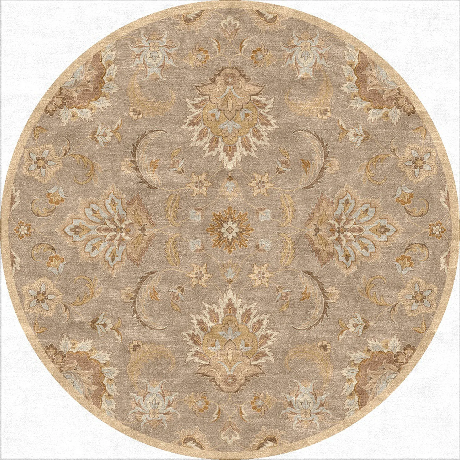 Mythos Abers Silver Gray/Soft Gold Round Rug