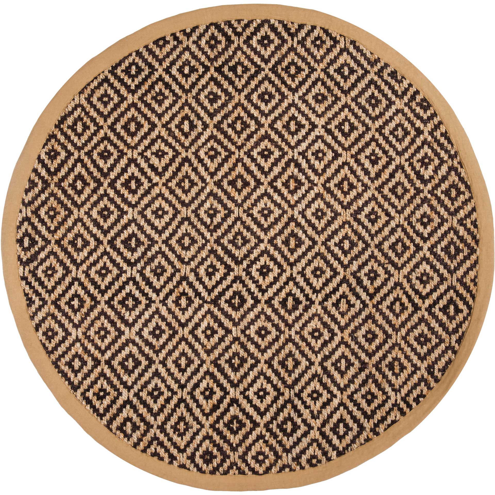 Natural Fiber Brown/Natural Round Rug
