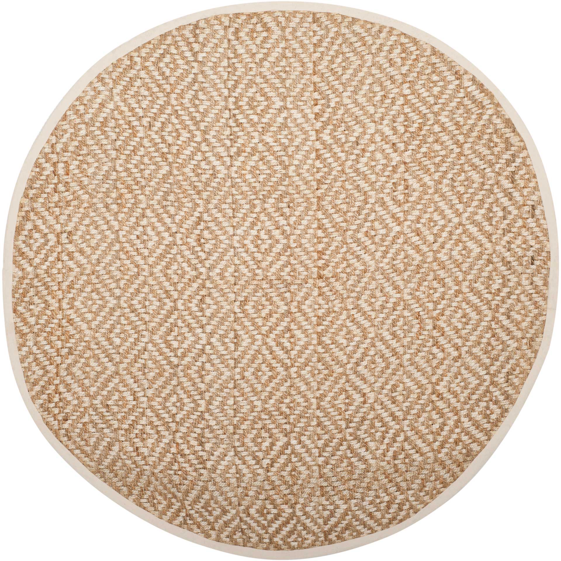 Natural Fiber Diamond Ivory/Natural Round Rug