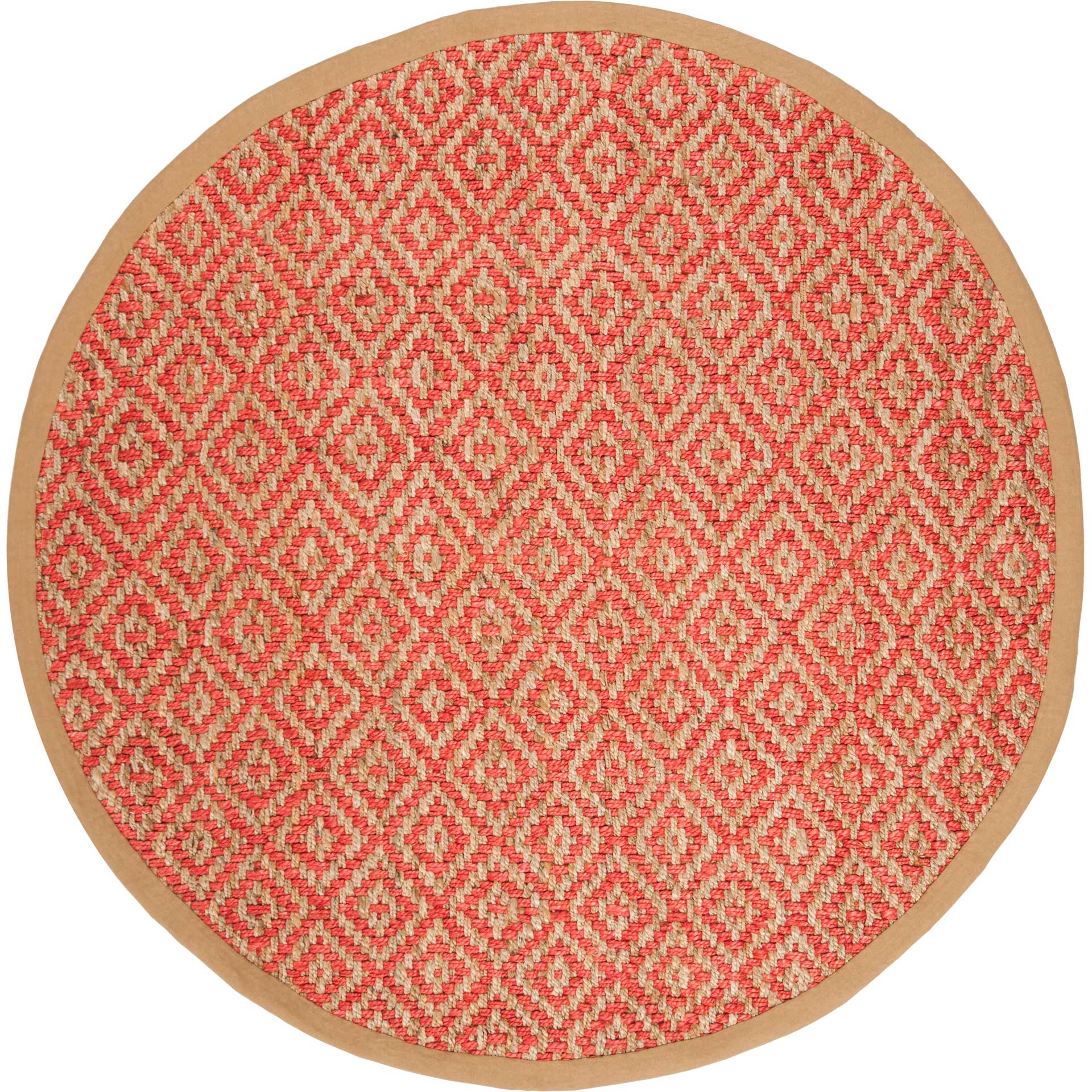 Natural Fiber Fuchsia/Natural Round Rug
