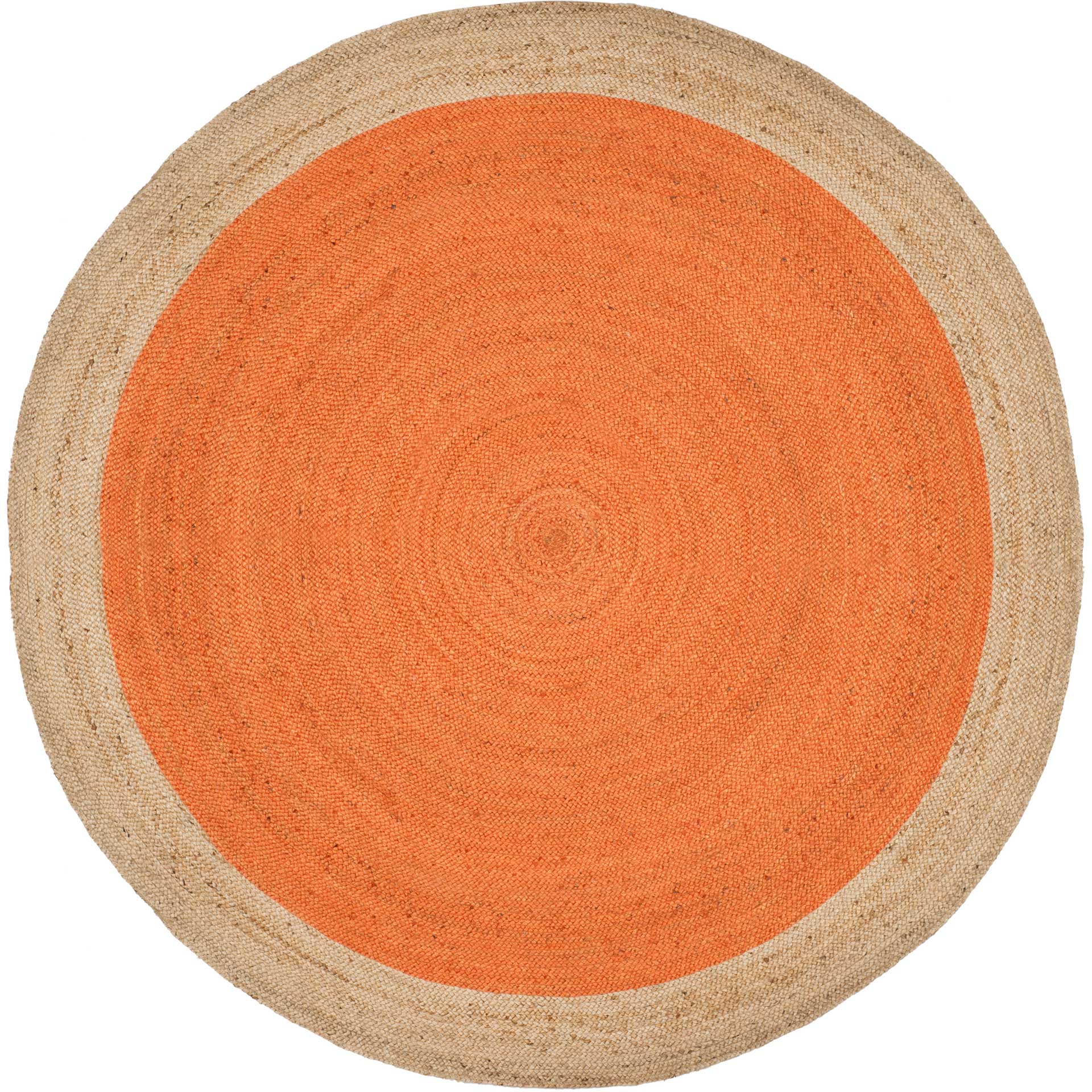 Natural Fiber Orange/Natural Round Rug