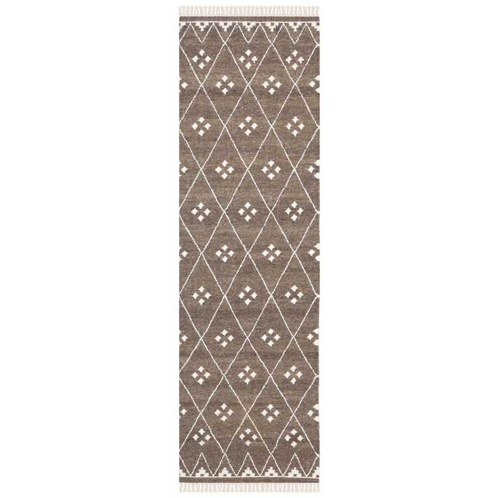 Natural Kilim Brown/Ivory Runner Rug