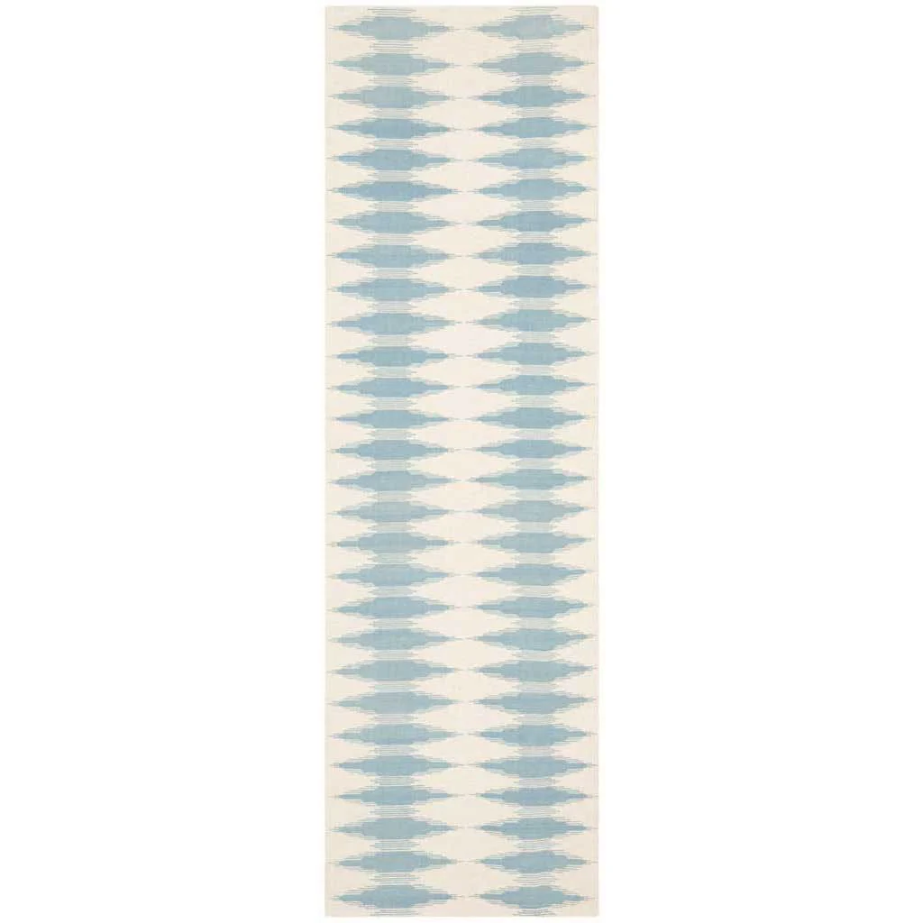 Navajo Kilim Ivory/Blue Runner Rug