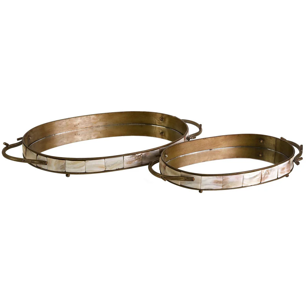 Norton Oval Tray With Mirror (Set of 2)